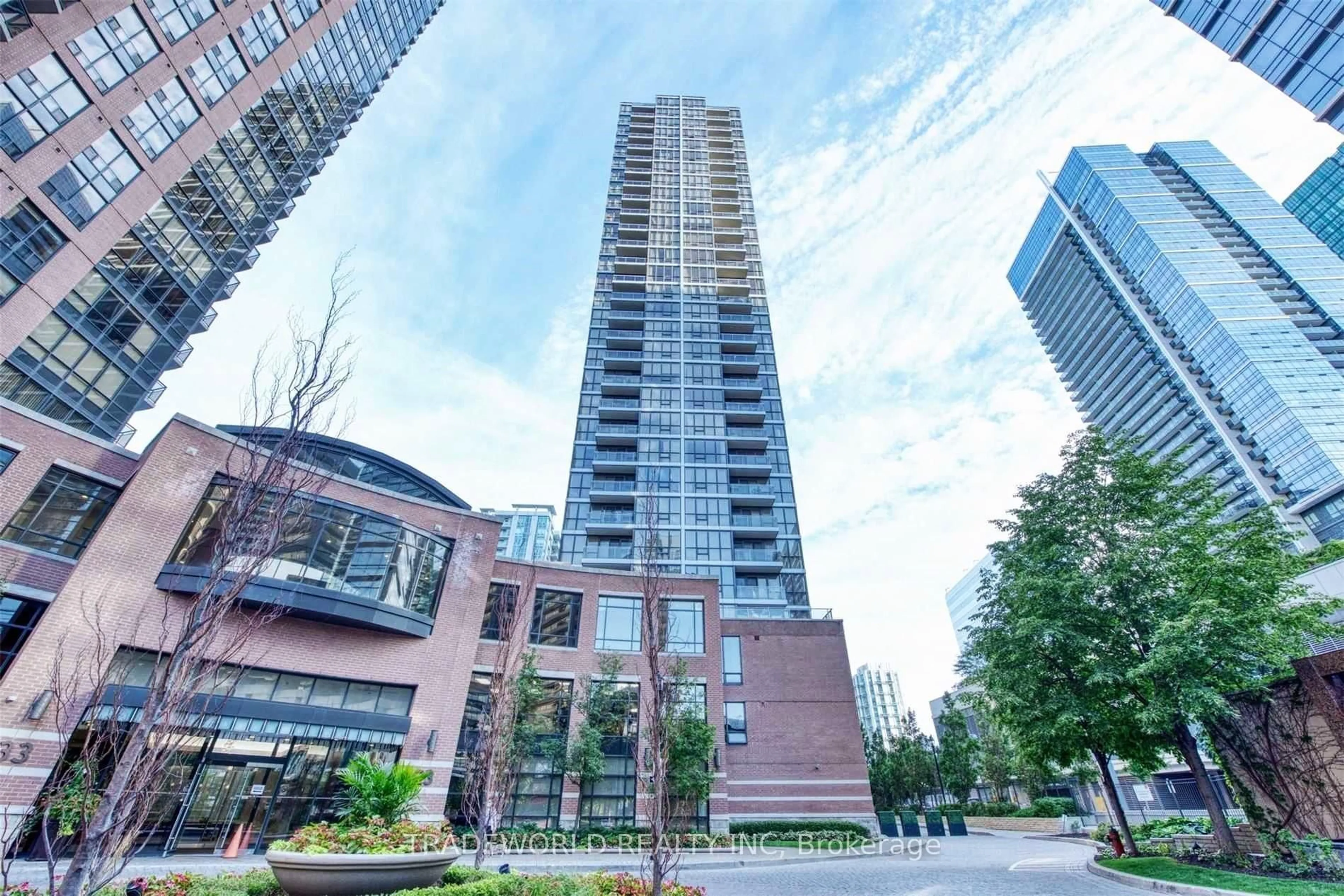 Patio, city buildings view from balcony for 23 Sheppard Ave #301, Toronto Ontario M2N 0C8