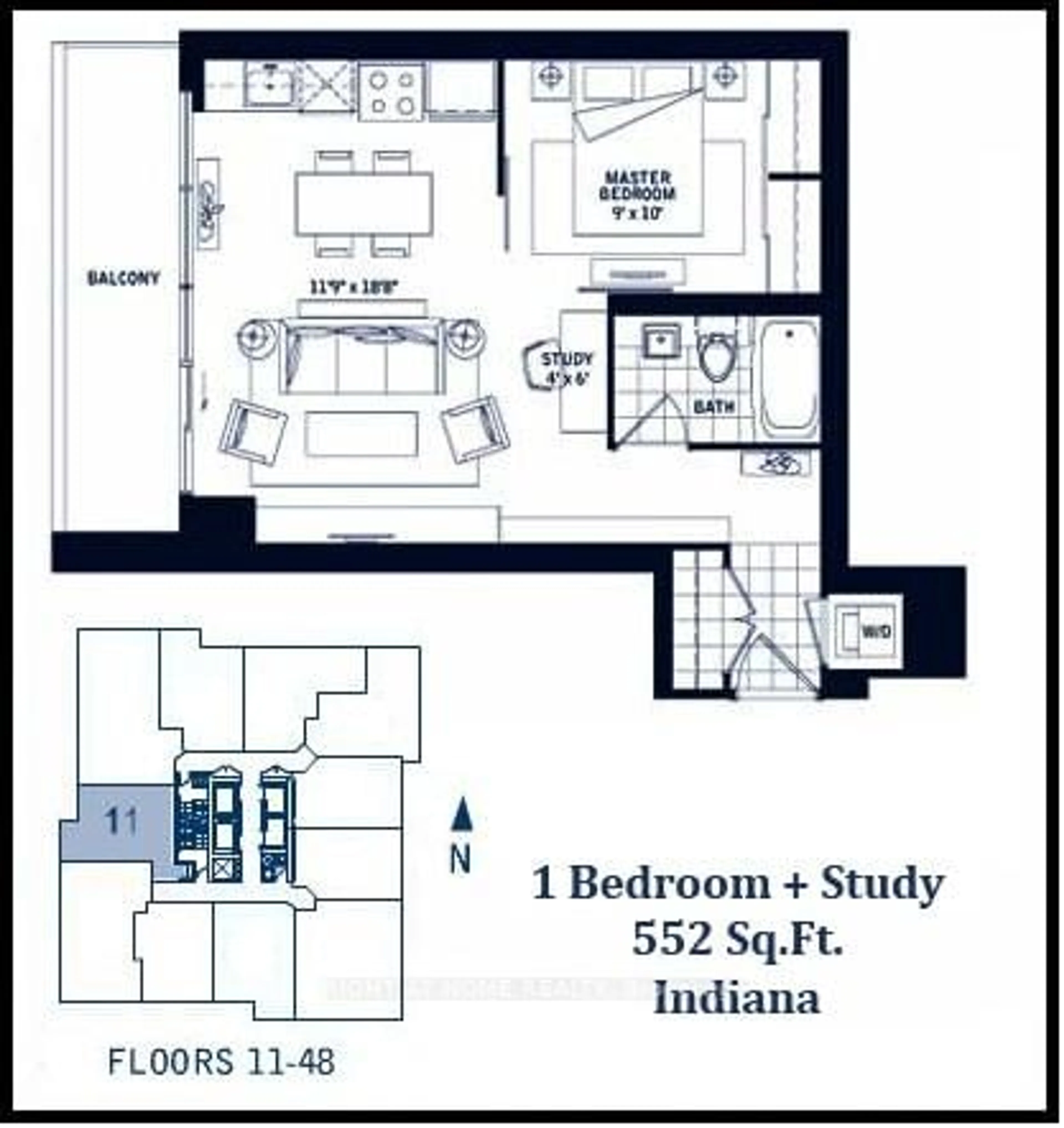 Floor plan for 55 Bremner Blvd #3411, Toronto Ontario M5J 0A6
