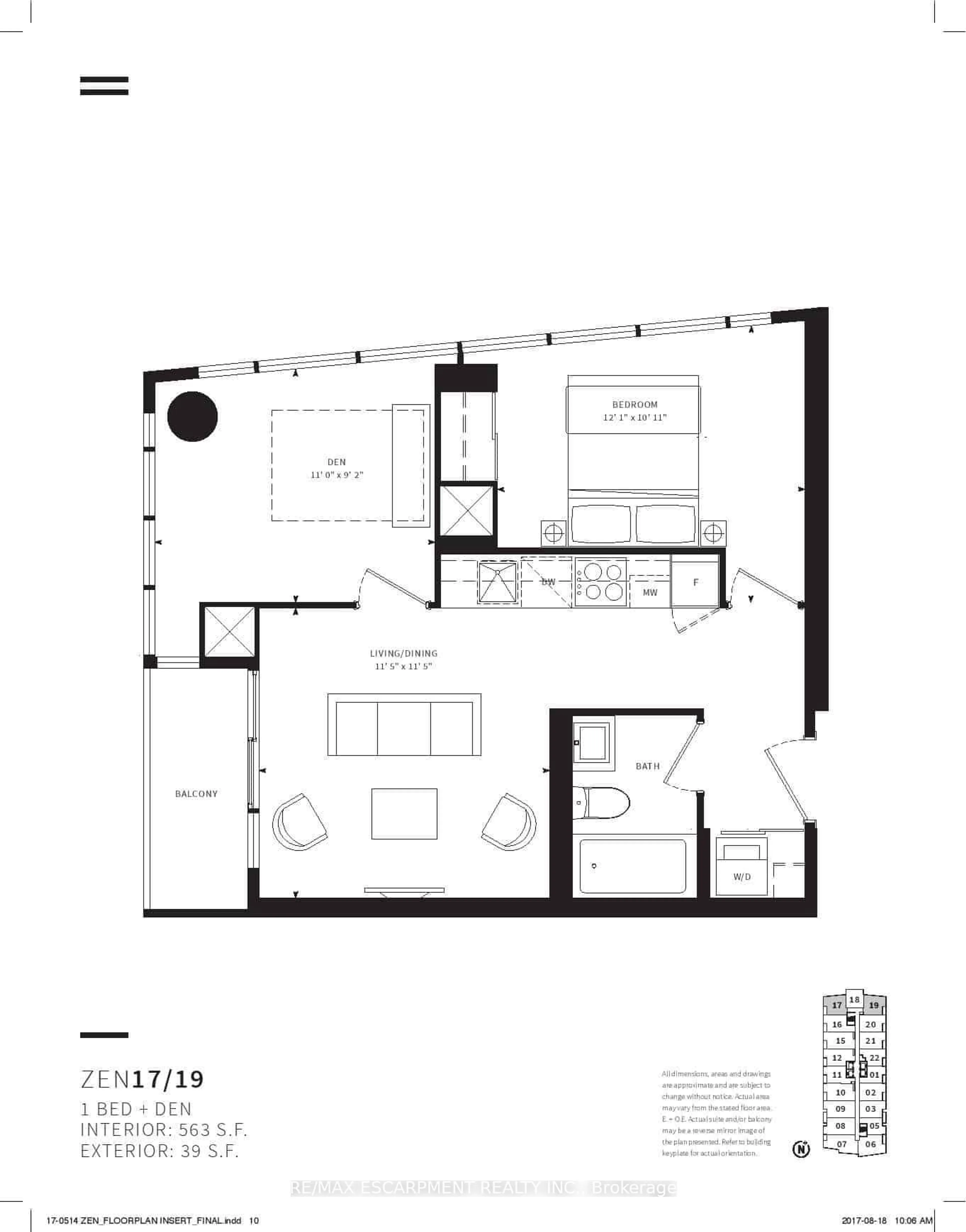 Floor plan for 19 Western Battery Rd #2117, Toronto Ontario M6K 0E3
