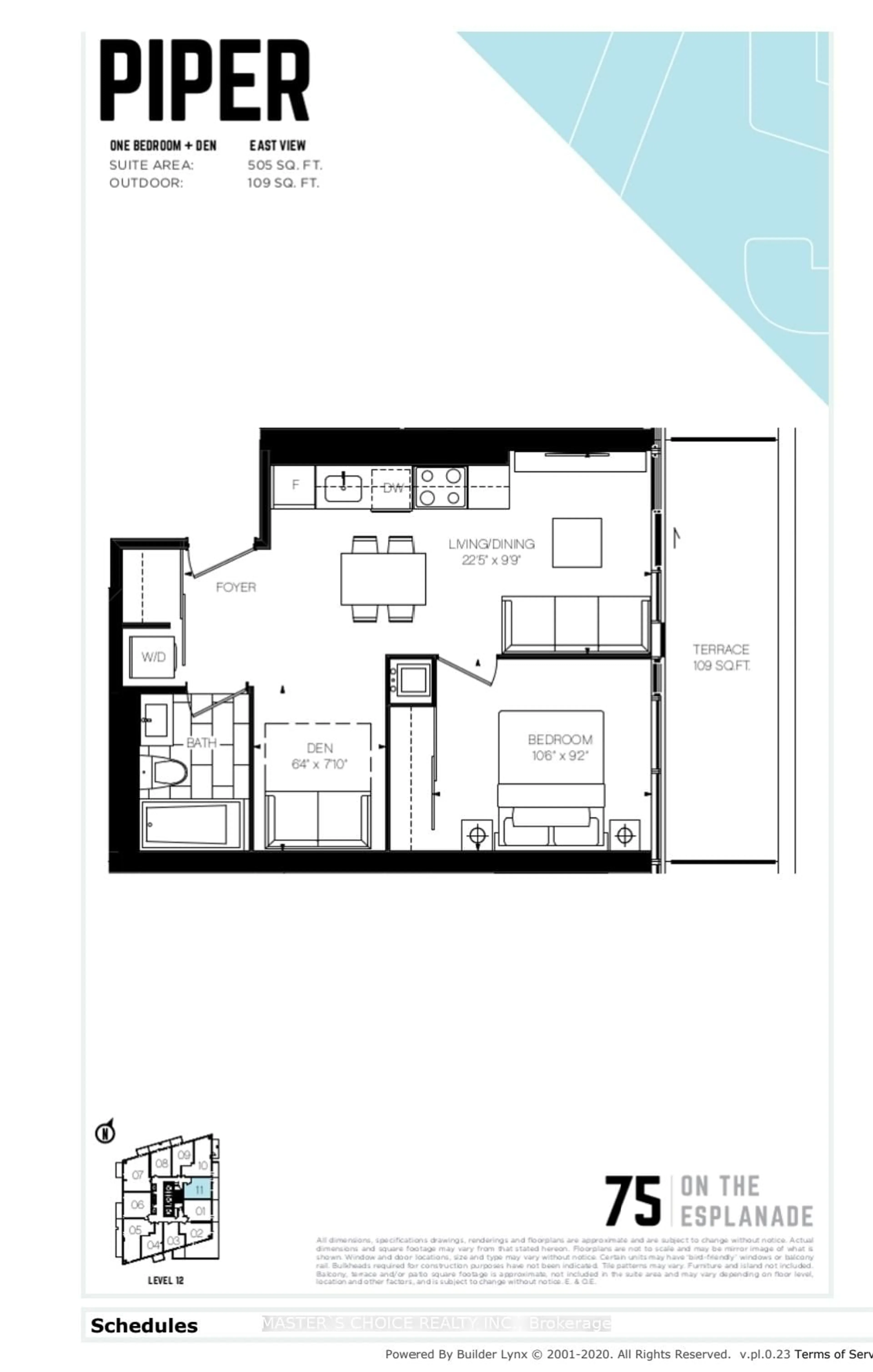 Floor plan for 2A Church St #1211, Toronto Ontario M5E 0E1