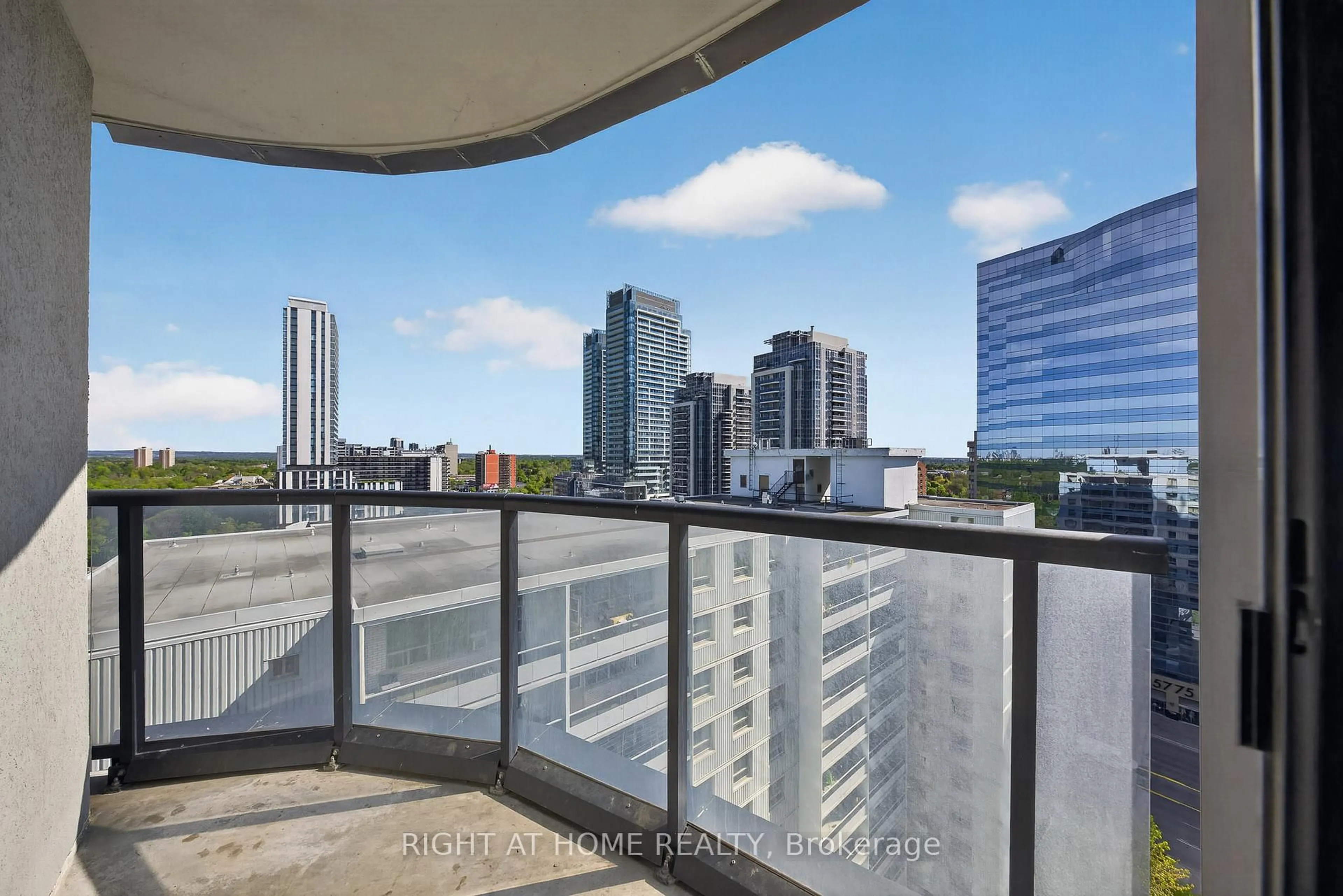 Balcony in the apartment, city buildings view from balcony for 5740 Yonge St #1307, Toronto Ontario M2M 3T3