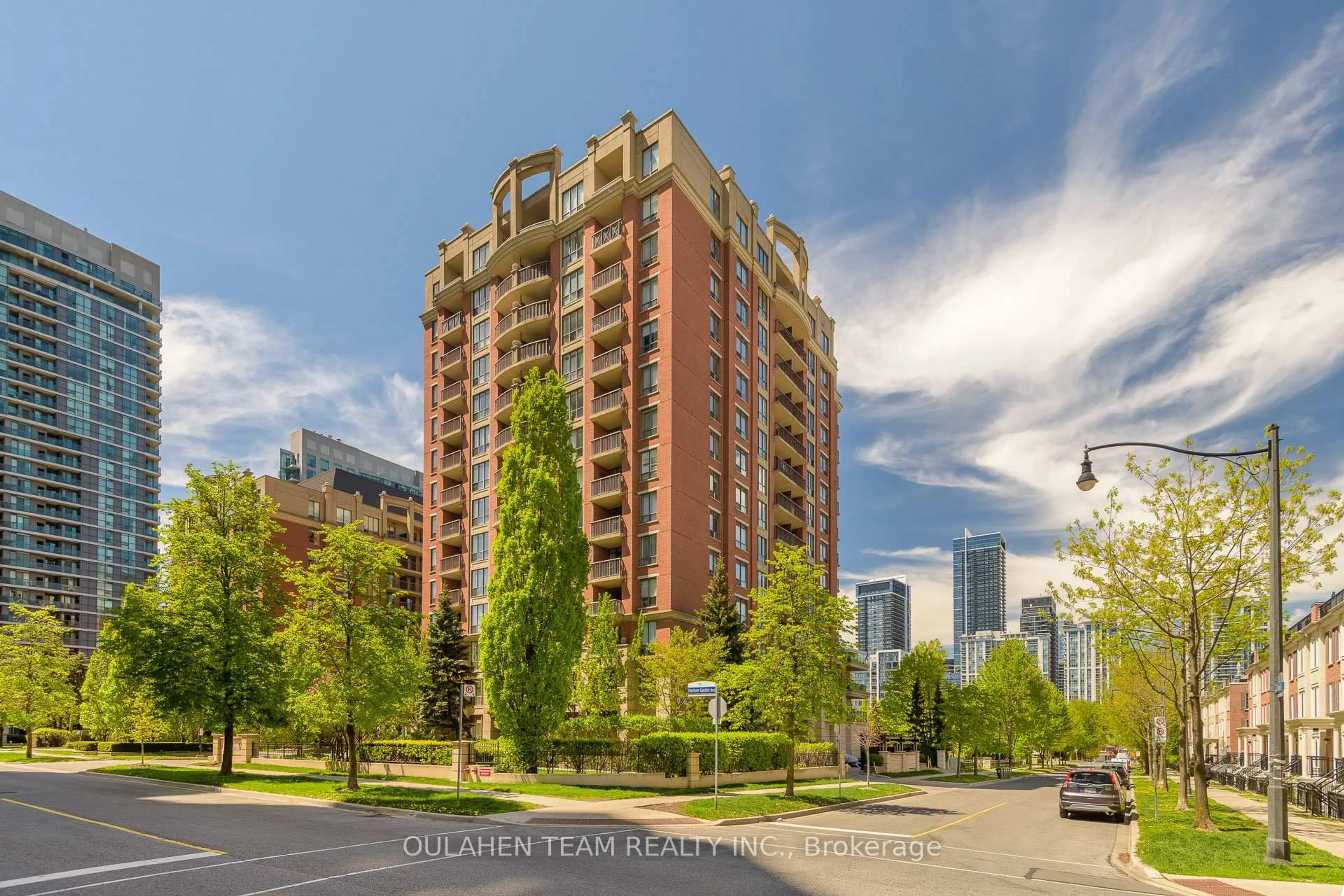 A pic from outside/outdoor area/front of a property/back of a property/a pic from drone, city buildings view from balcony for 55 Harrison Garden Blvd #704, Toronto Ontario M2N 7G3