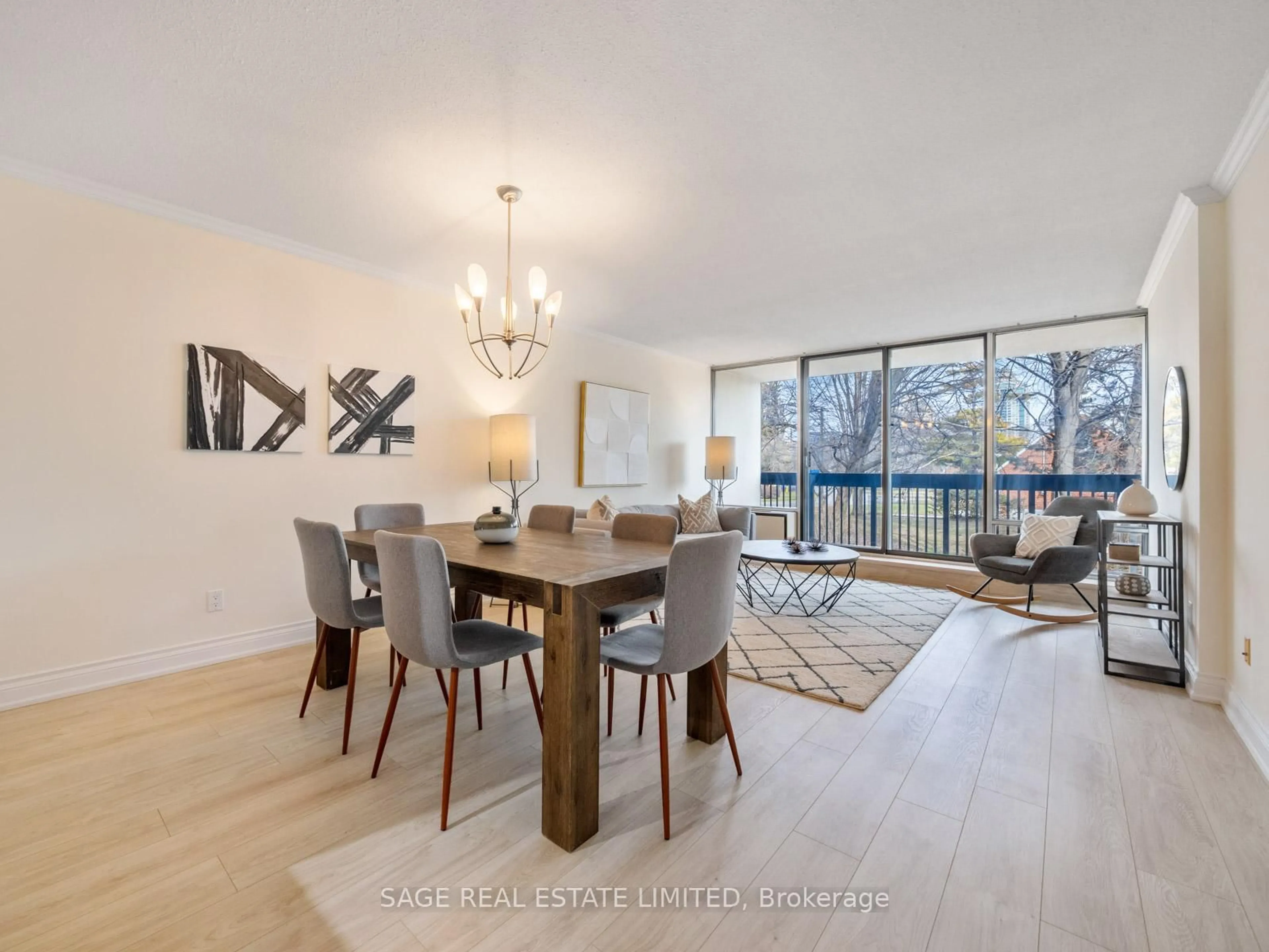 Dining room, wood/laminate floor for 30 Fashion Roseway #213E, Toronto Ontario M2N 6B4