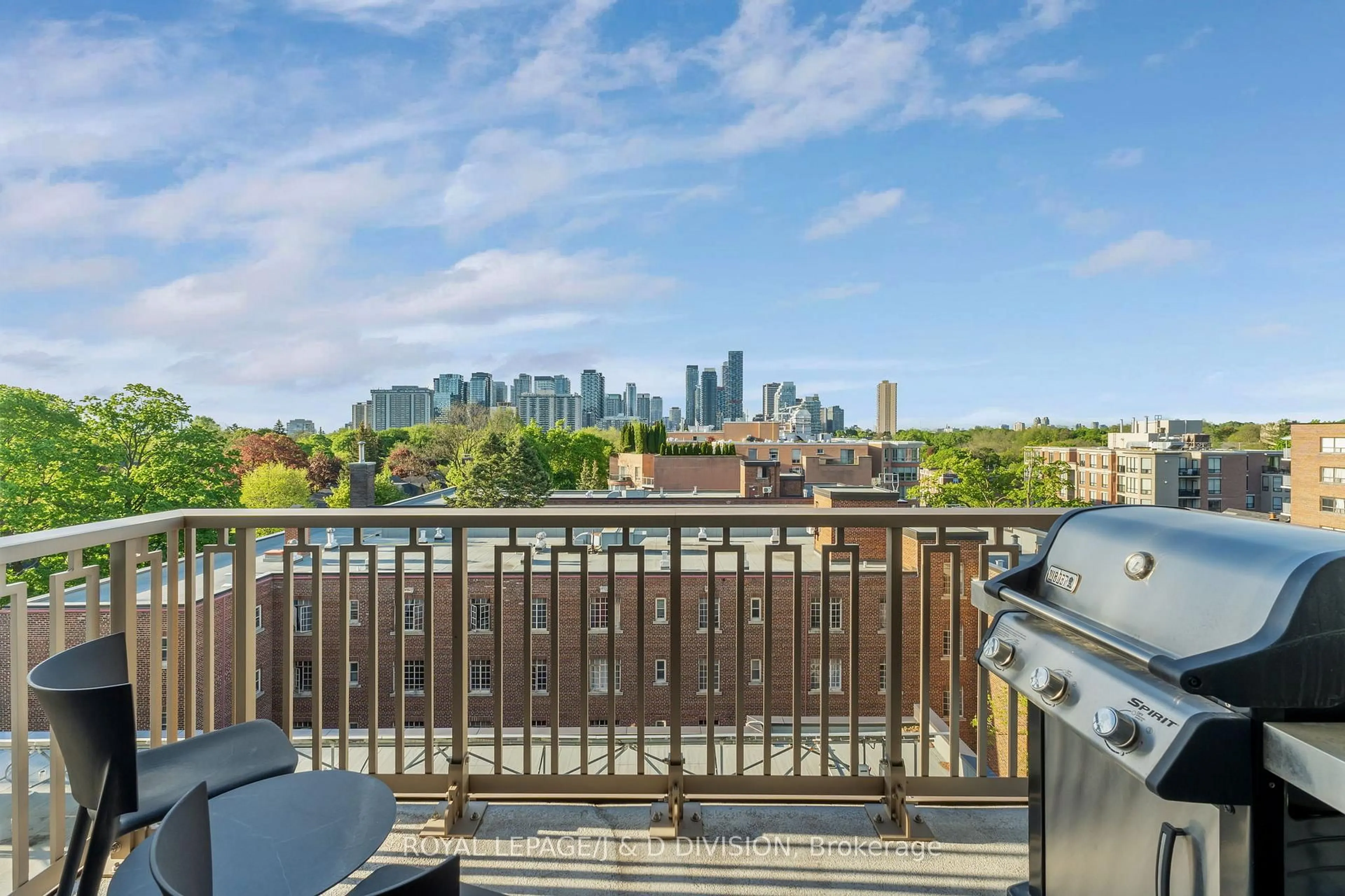 Balcony in the apartment, city buildings view from balcony for 1 Strathgowan Ave #710, Toronto Ontario M4N 0B3
