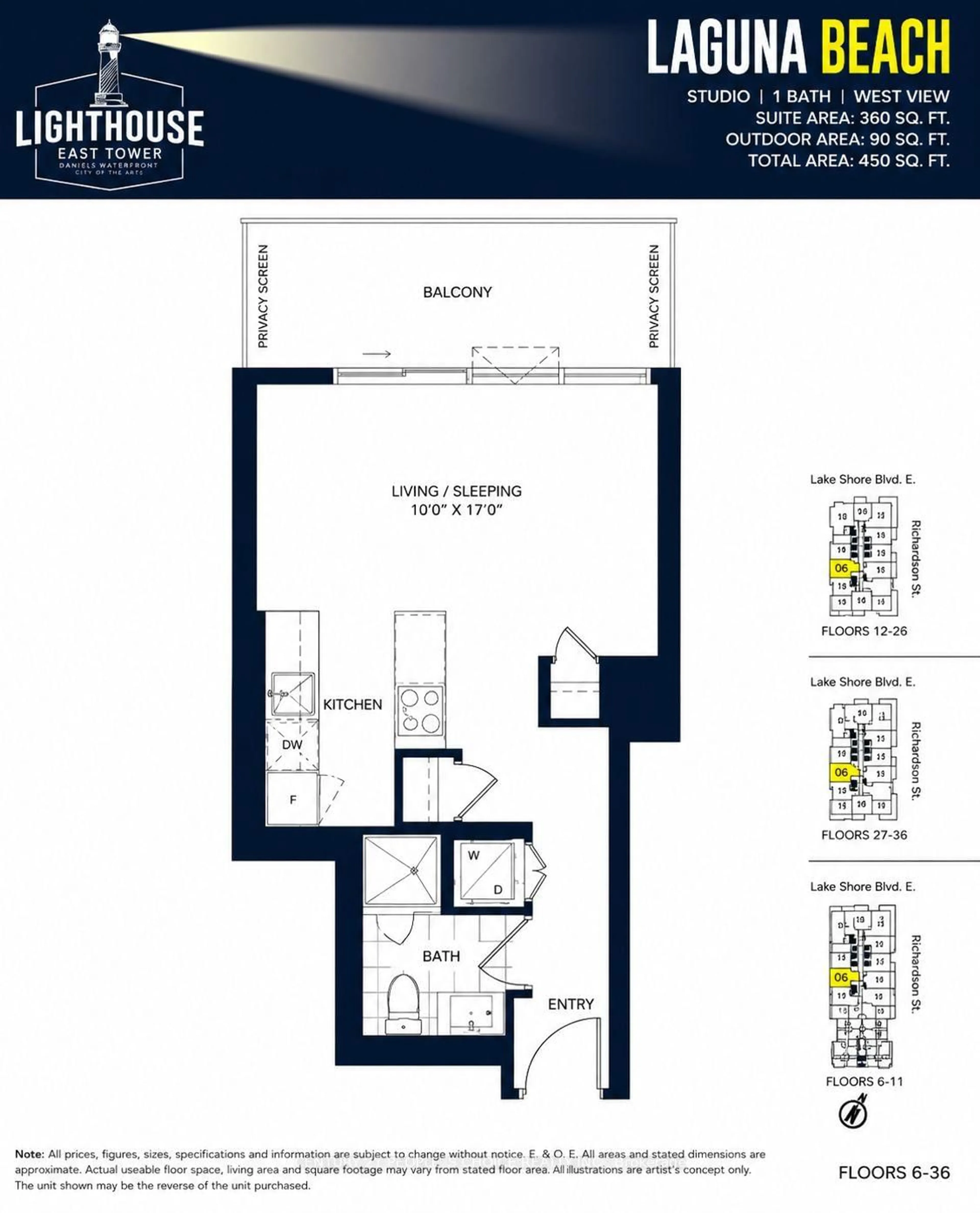 Floor plan for 20 Richardson St #3406, Toronto Ontario M5A 4J9