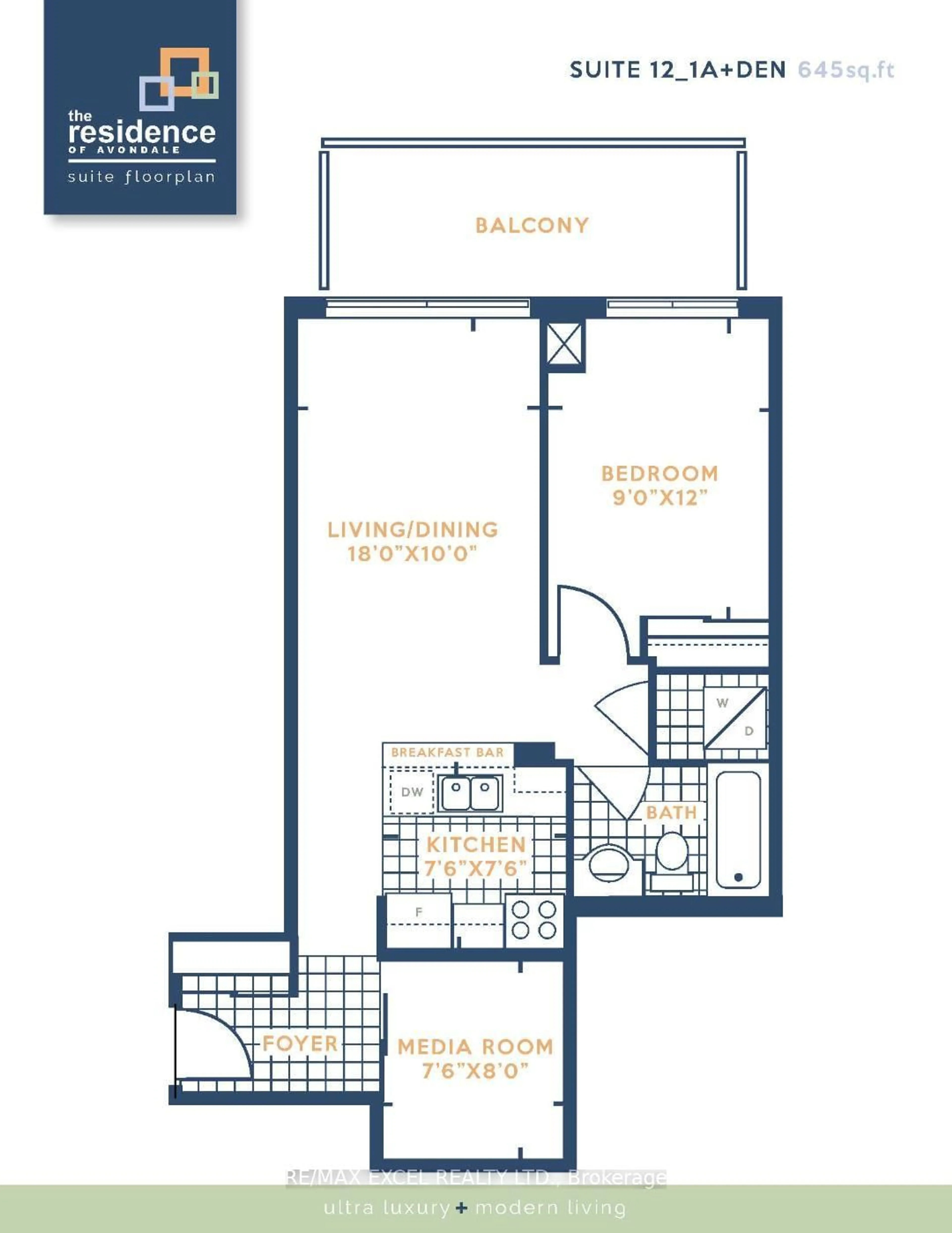 Floor plan for 18 Harrison Garden Blvd #1512, Toronto Ontario M2N 7J7