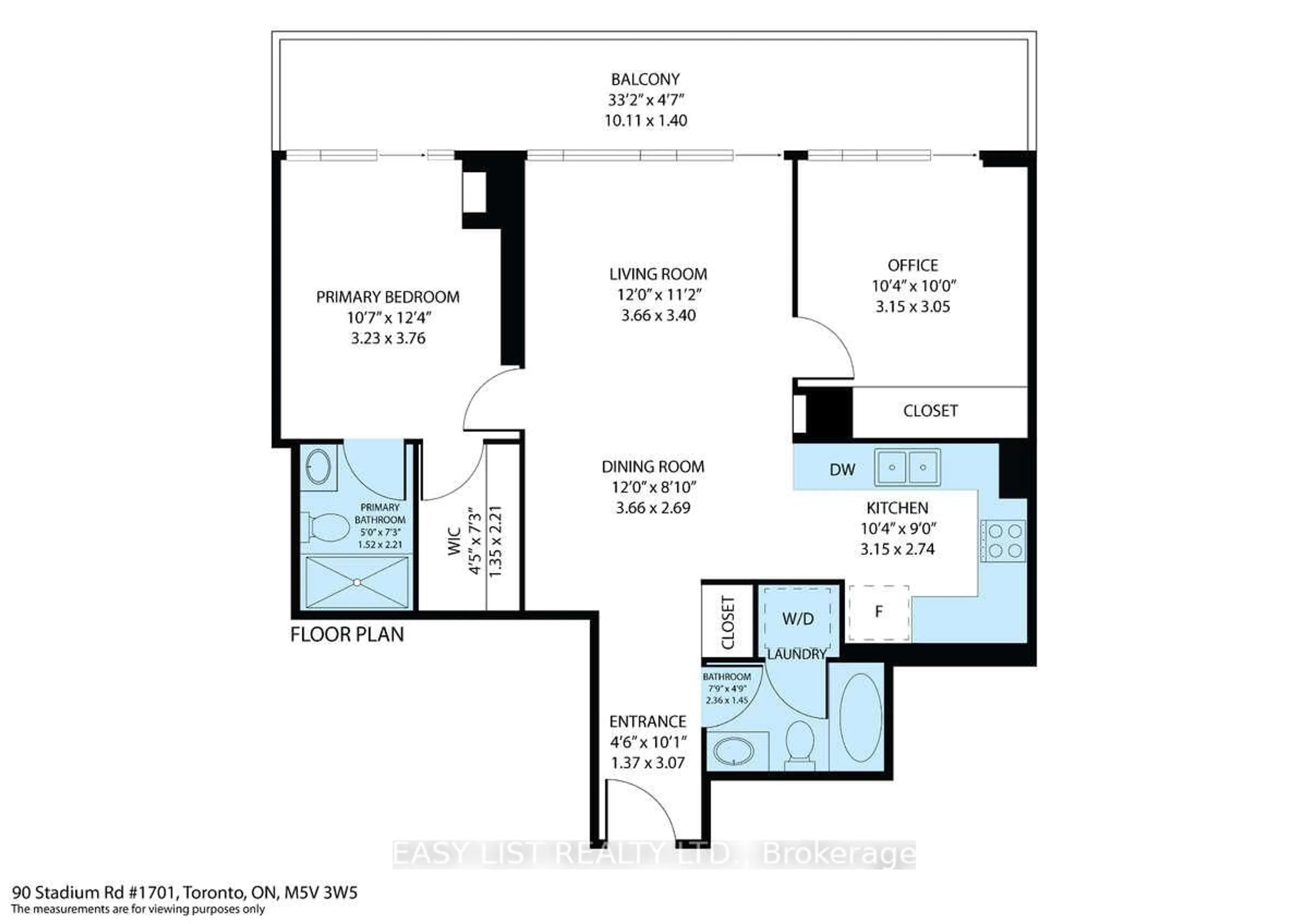 Floor plan for 90 Stadium Rd #1701, Toronto Ontario M5V 3W5