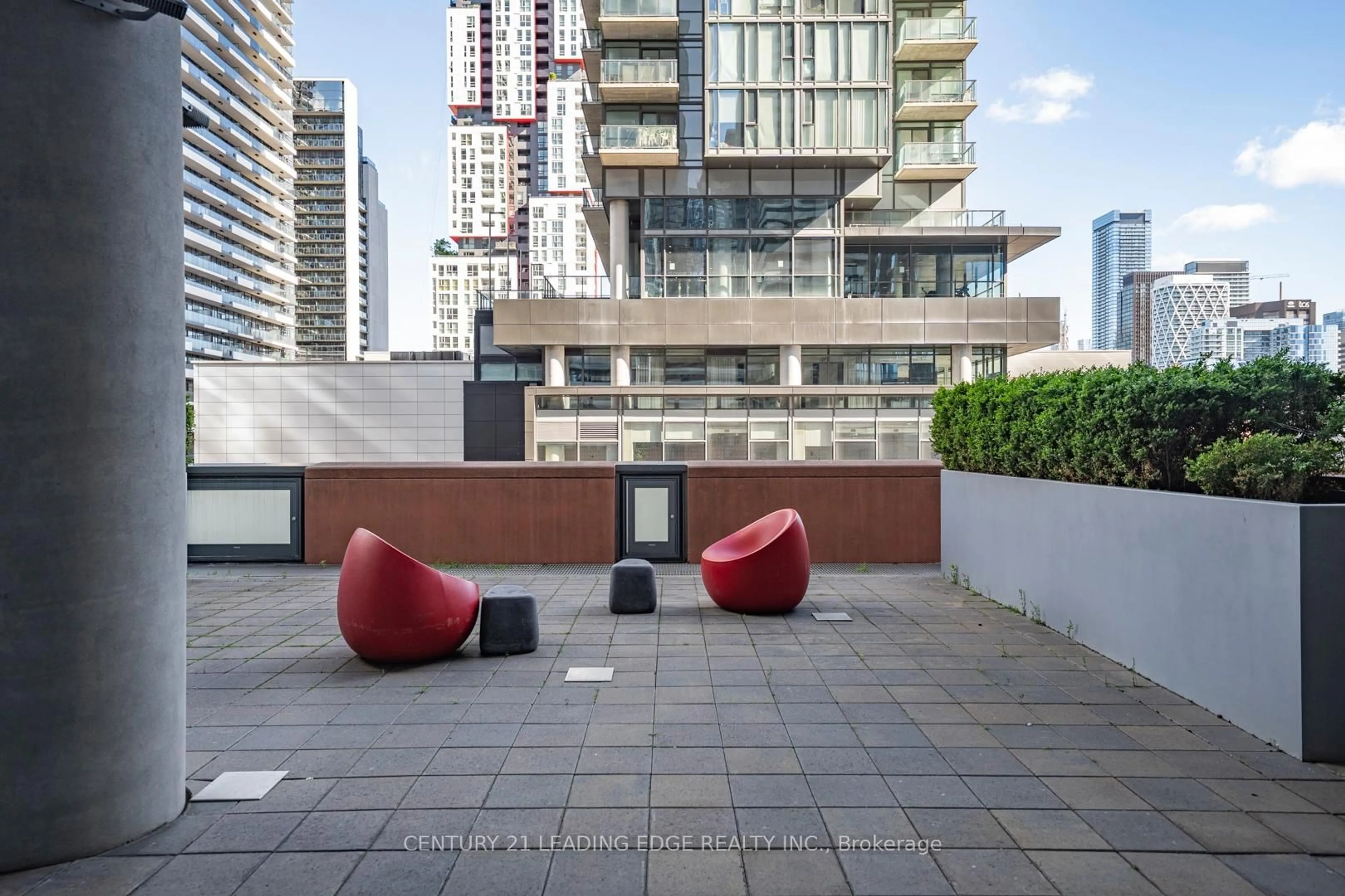 Patio, city buildings view from balcony for 21 Widmer St #3309, Toronto Ontario M5V 2E8