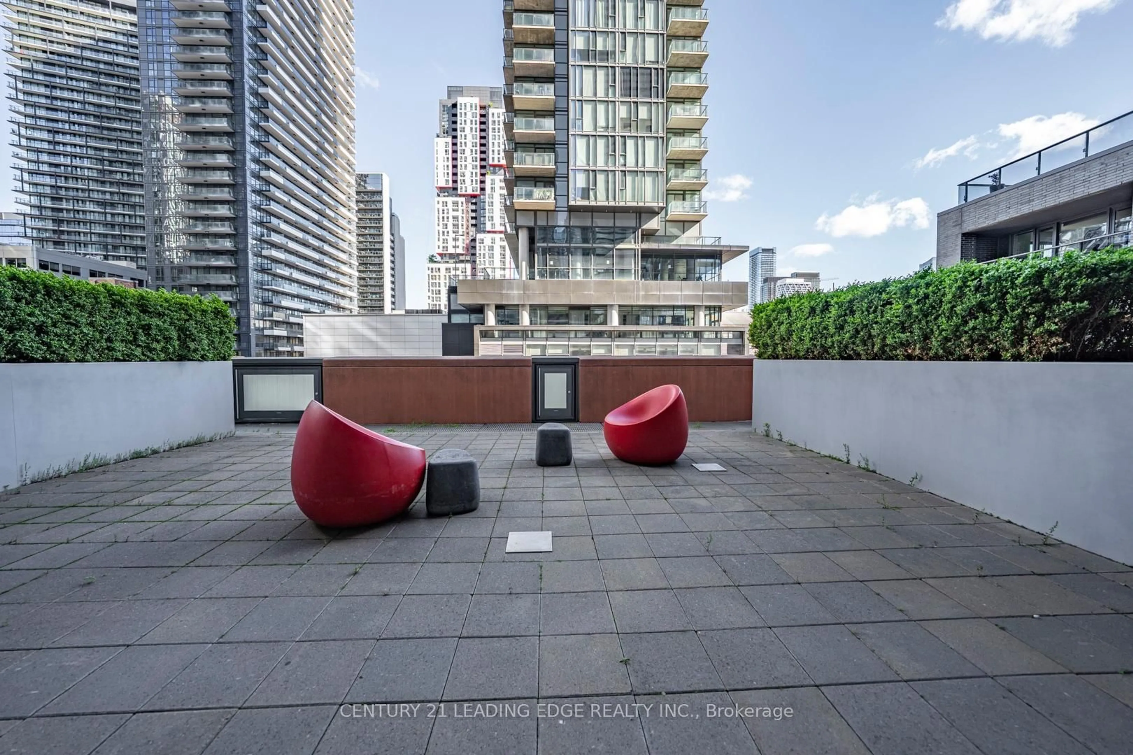 Patio, city buildings view from balcony for 21 Widmer St #3309, Toronto Ontario M5V 2E8