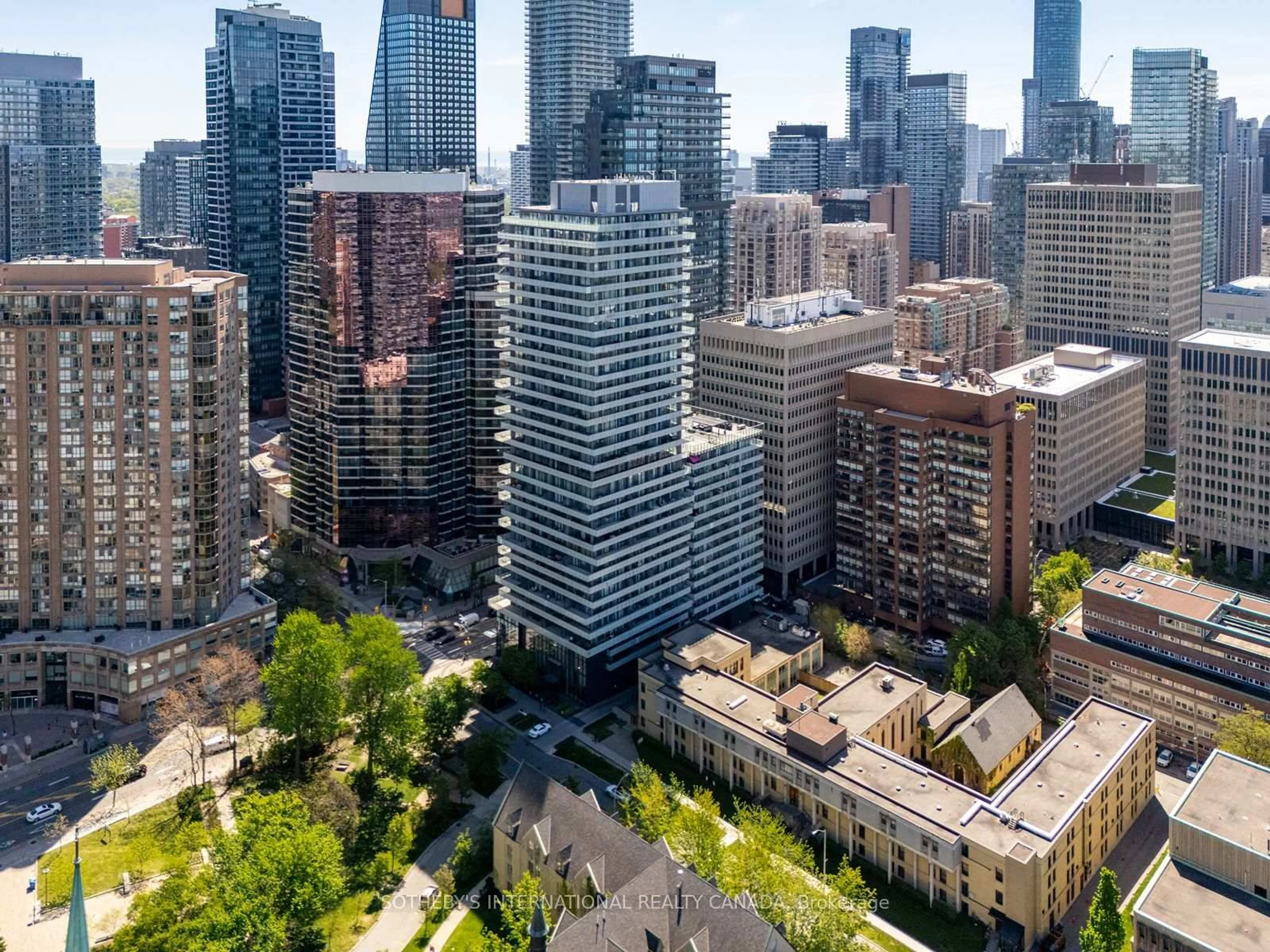 A pic from outside/outdoor area/front of a property/back of a property/a pic from drone, city buildings view from balcony for 57 St Joseph St #316, Toronto Ontario M5S 0C5
