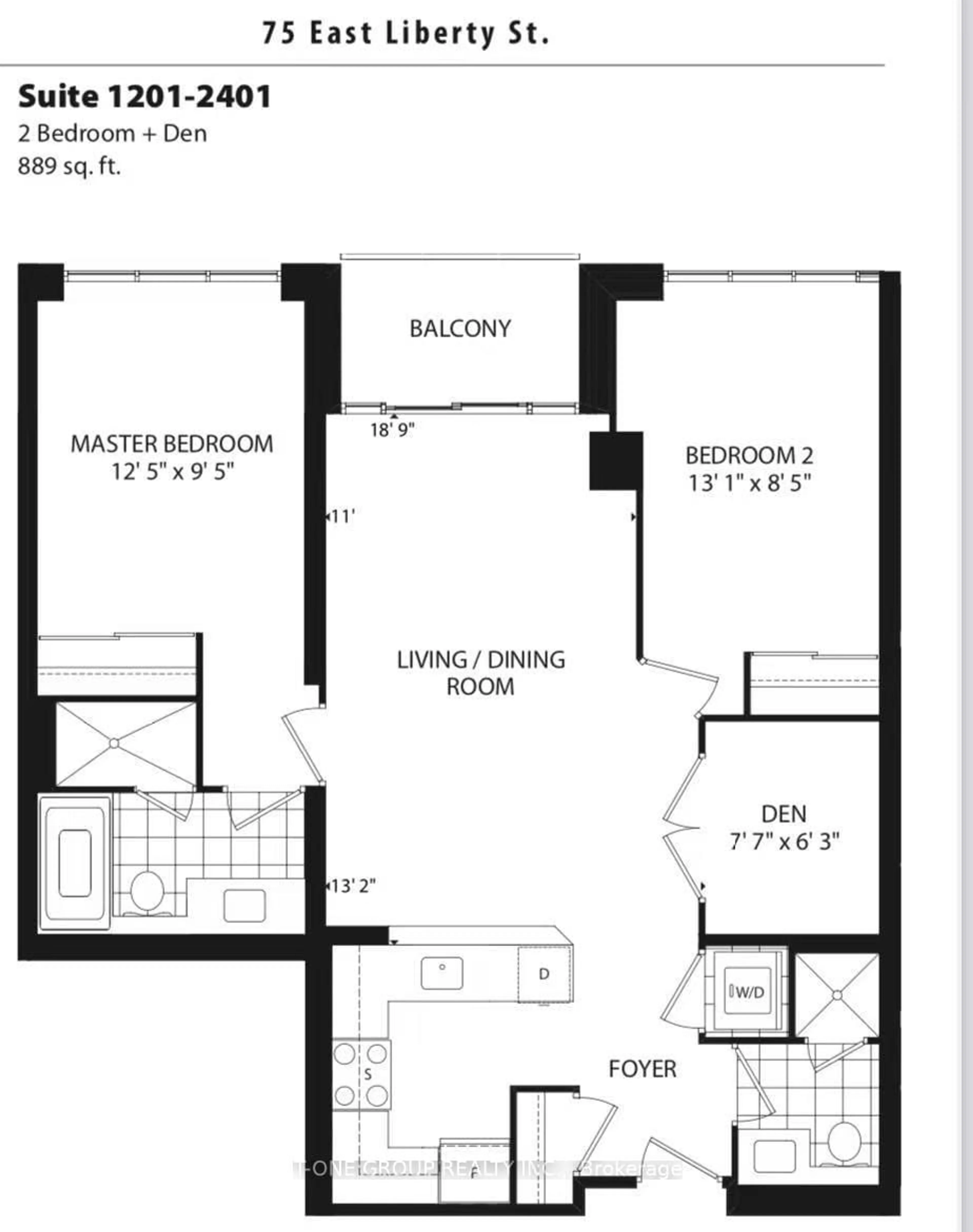 Floor plan for 75 East Liberty St #2201, Toronto Ontario M6K 3R3