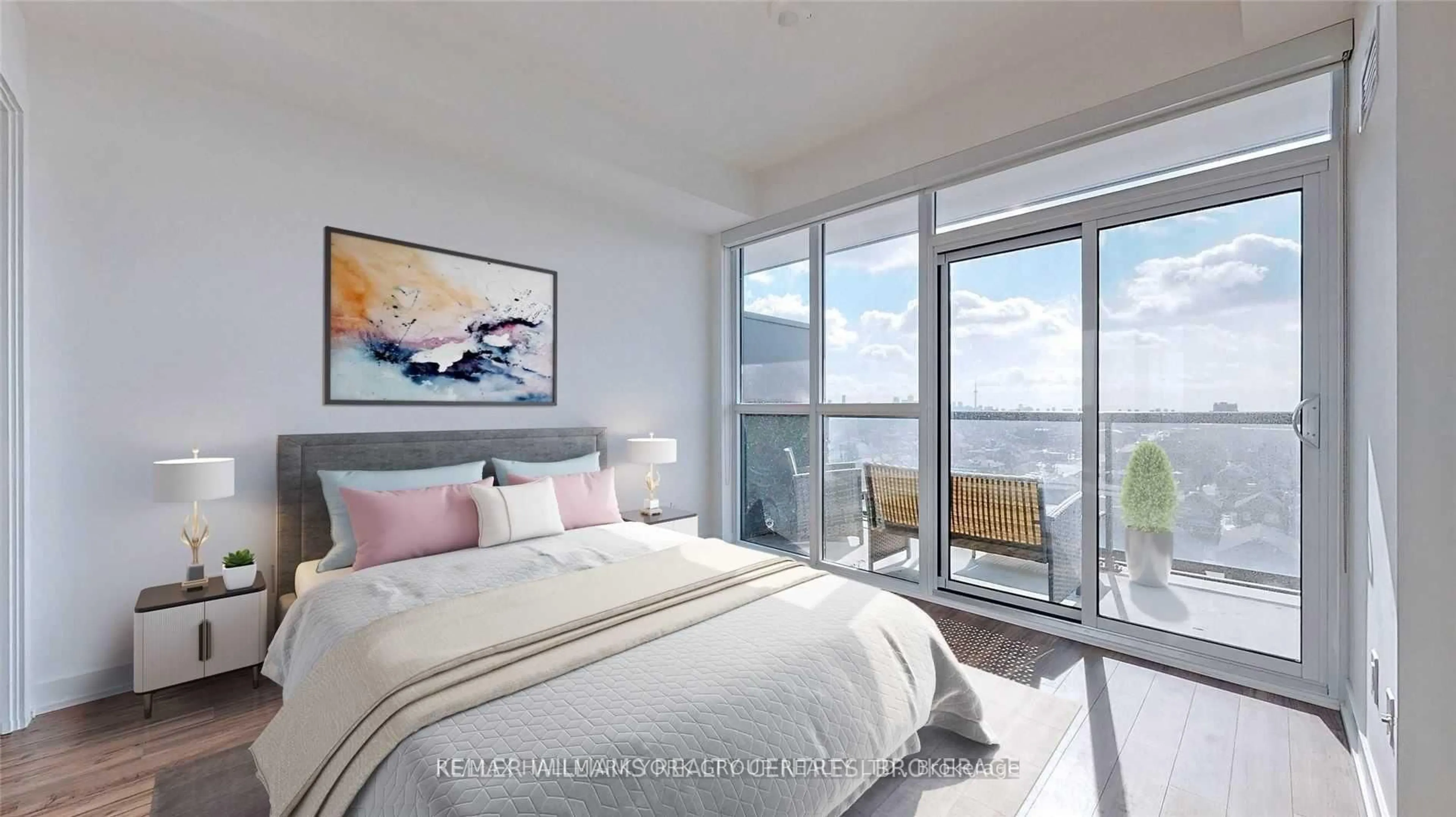 Bedroom with bed, unknown for 1603 Eglinton Ave #705, Toronto Ontario M6E 0A1