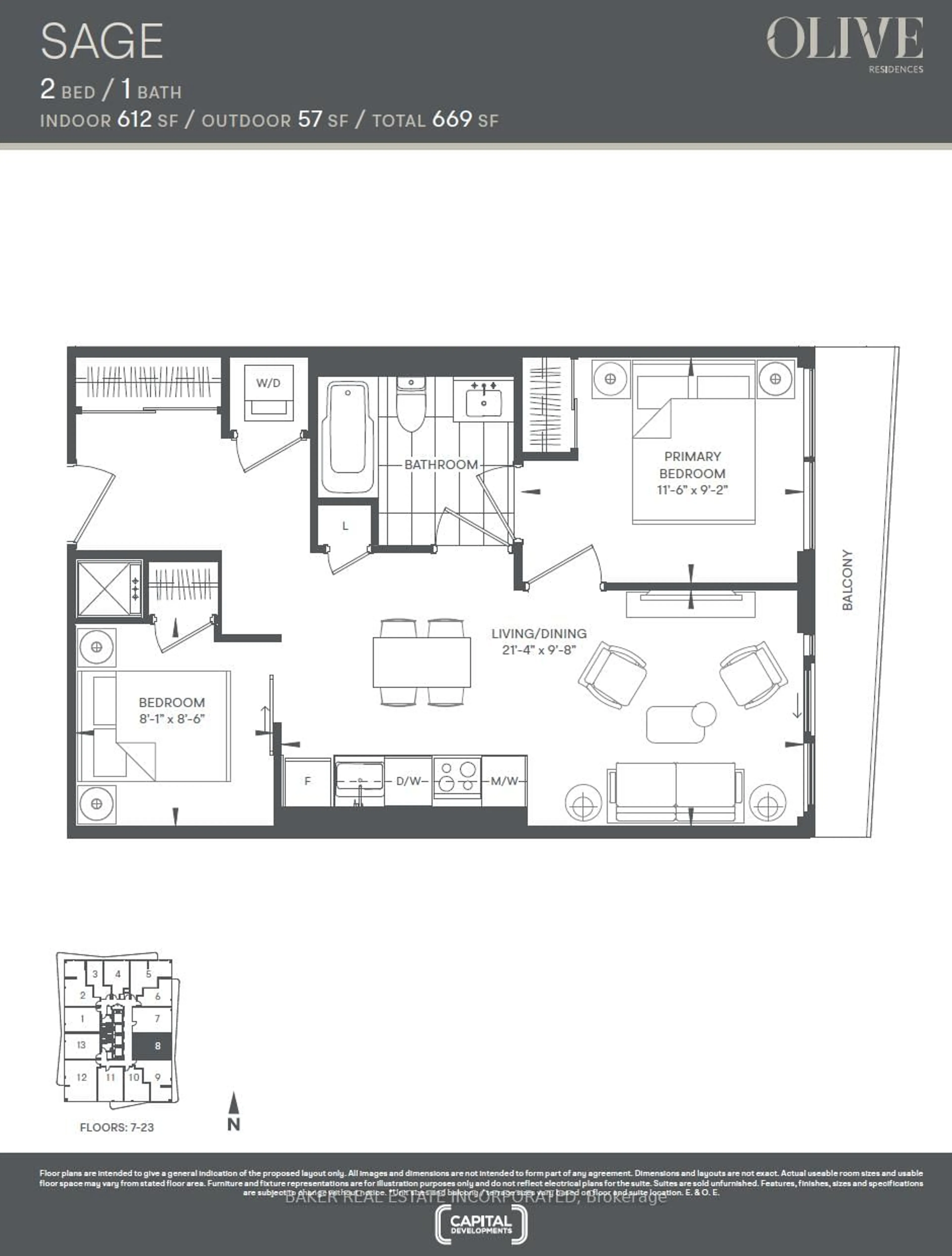 Floor plan for 36 Olive Ave #2308, Toronto Ontario M2N 0M4