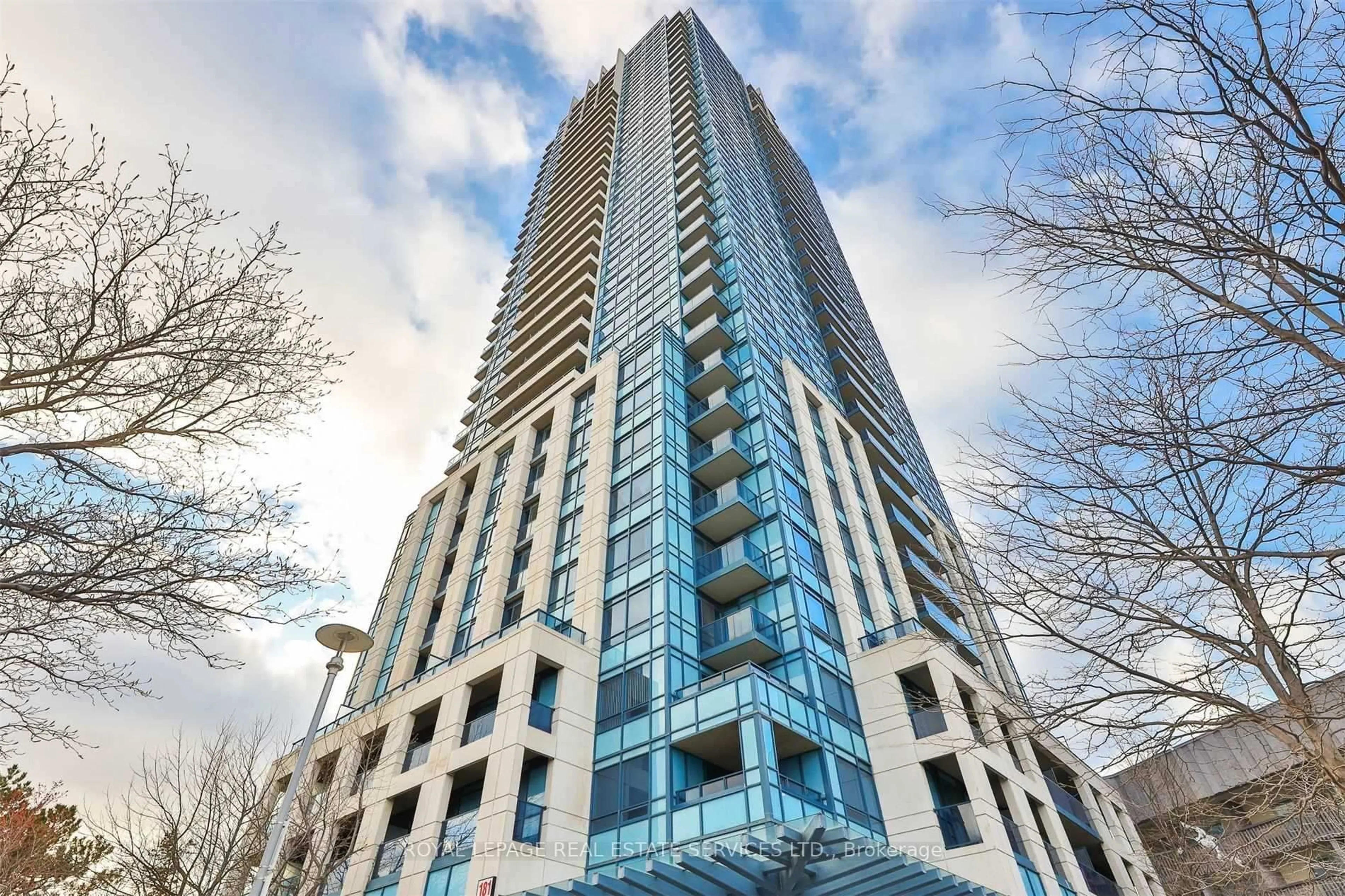 A pic from outside/outdoor area/front of a property/back of a property/a pic from drone, building for 181 Wynford Dr #412, Toronto Ontario M3C 0C6