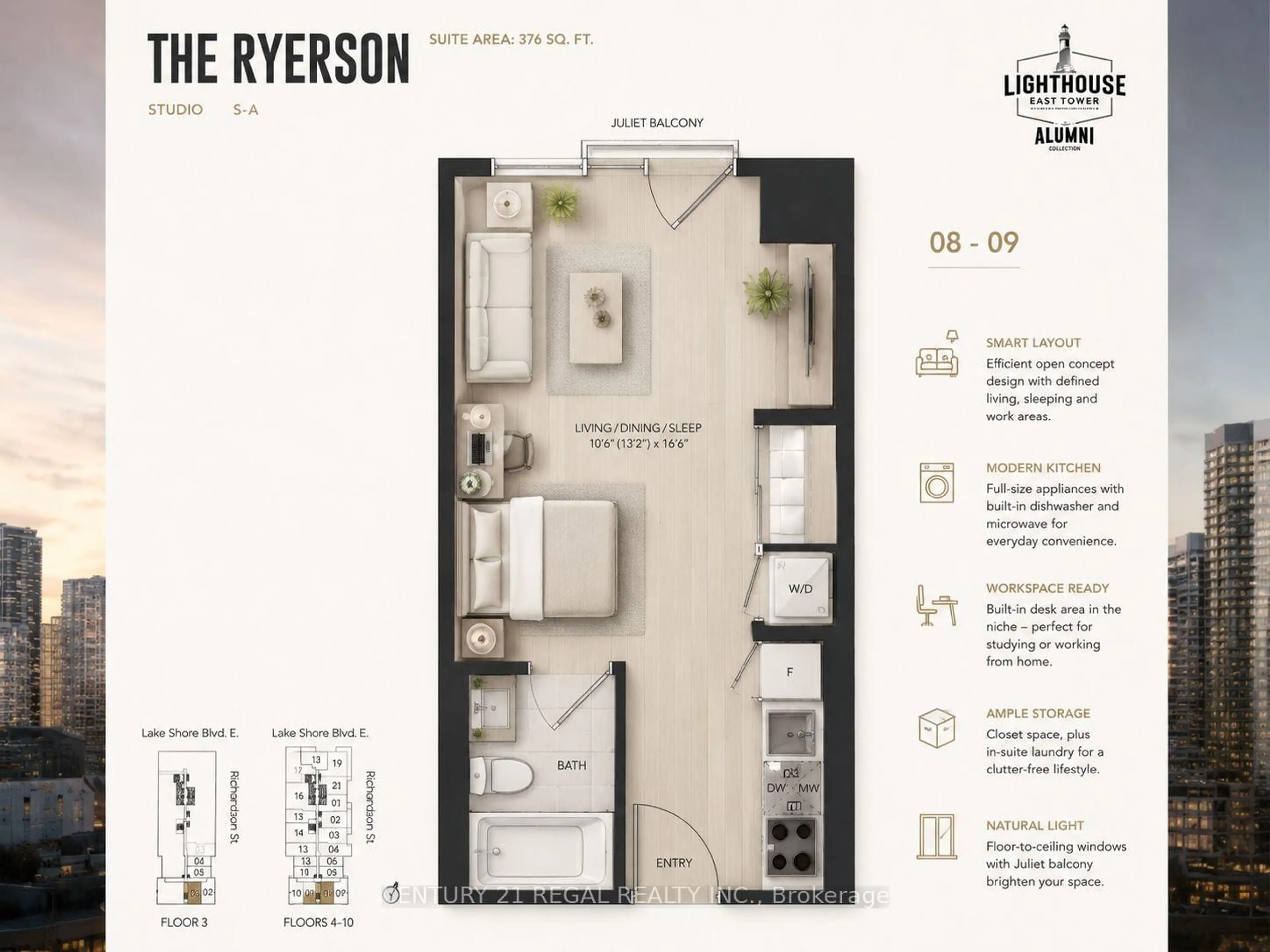 Floor plan for 20 Richardson St #908, Toronto Ontario M5A 0S6