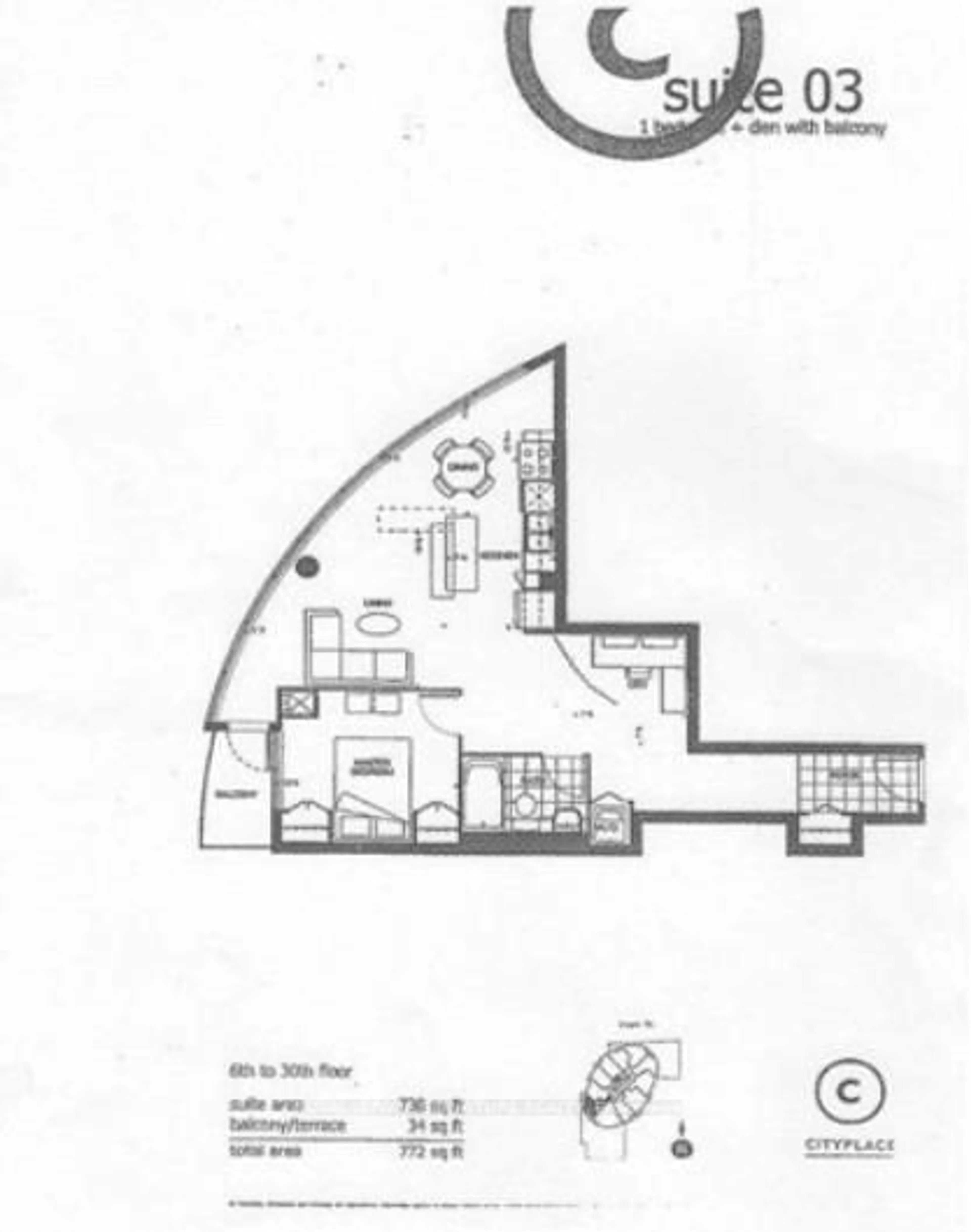 Floor plan for 373 Front St #1703, Toronto Ontario M5V 3R7