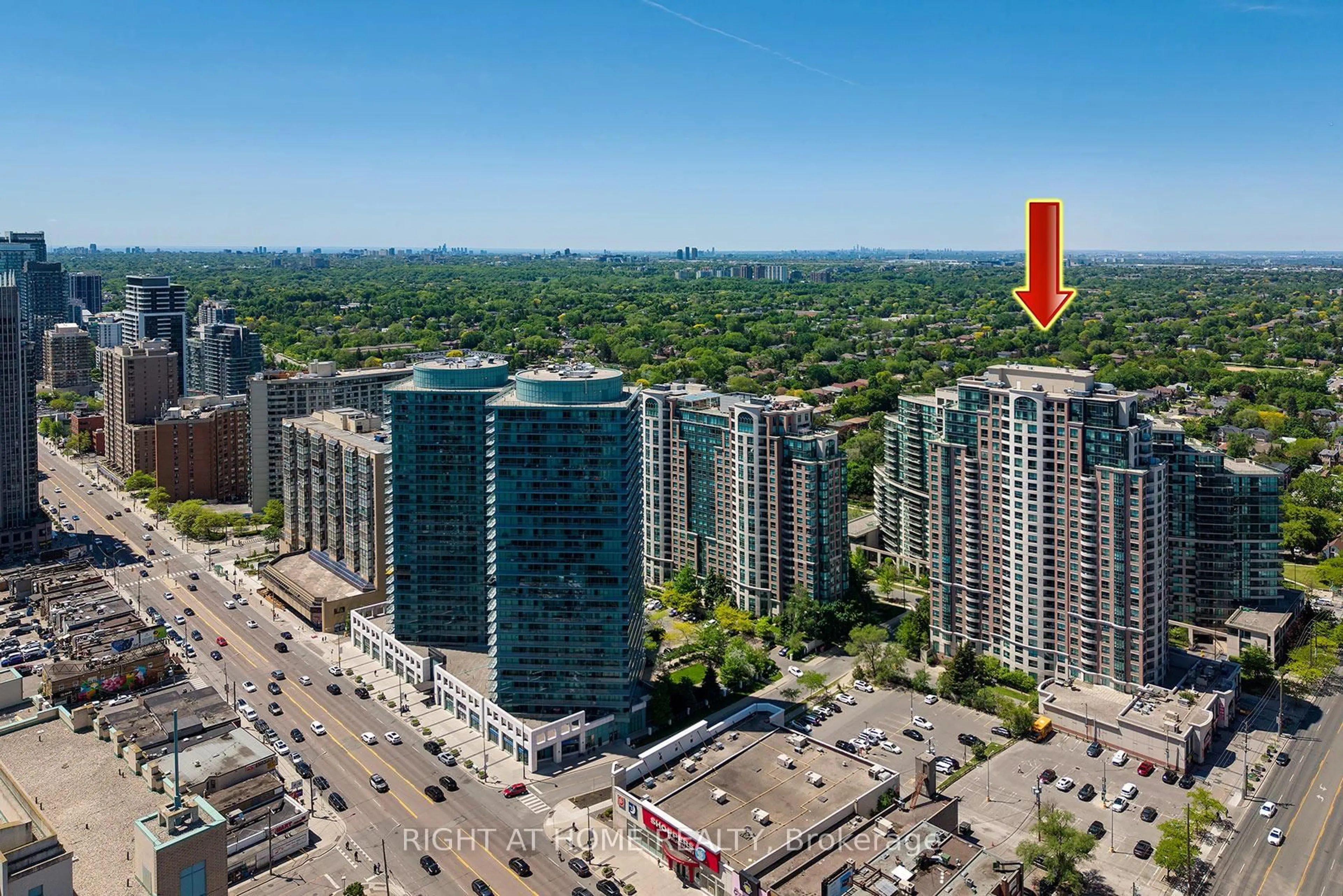 A pic from outside/outdoor area/front of a property/back of a property/a pic from drone, city buildings view from balcony for 7 Lorraine Dr #210, Toronto Ontario M2N 7H2