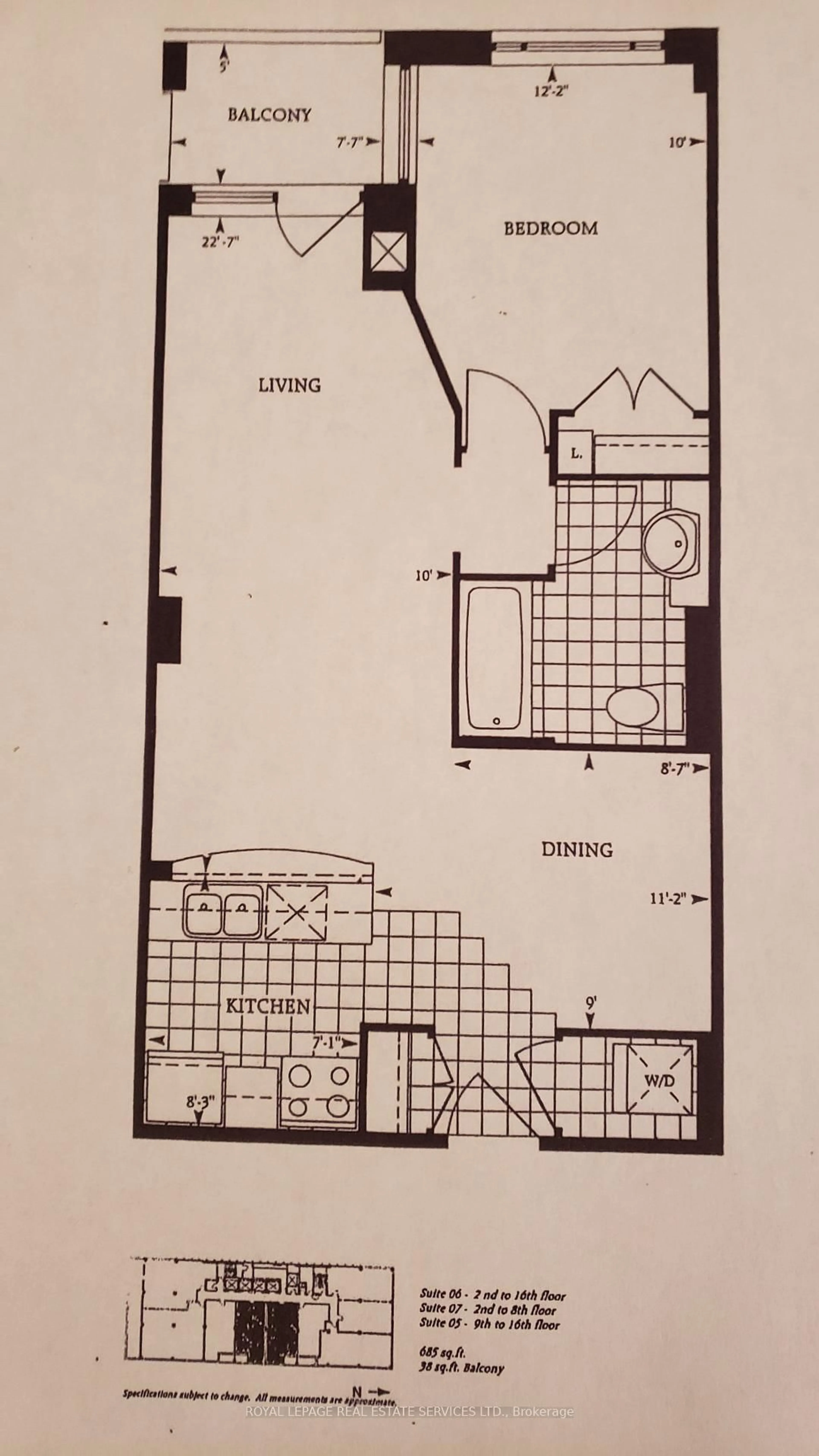 Floor plan for 102 Bloor St #306, Toronto Ontario M5S 1M8