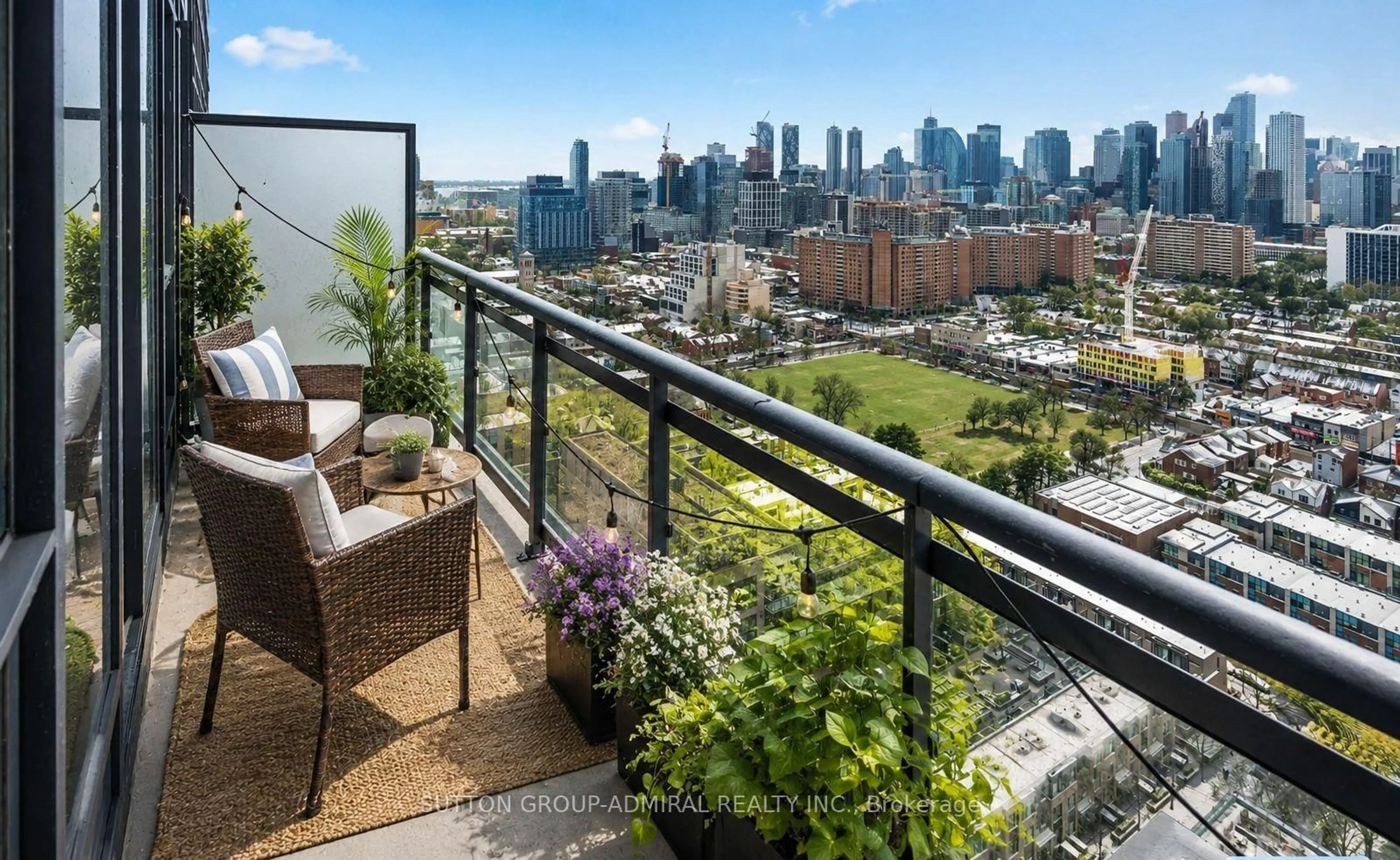 Balcony in the apartment, city buildings view from balcony for 225 Sackville St #Ph2606, Toronto Ontario M5A 3H1