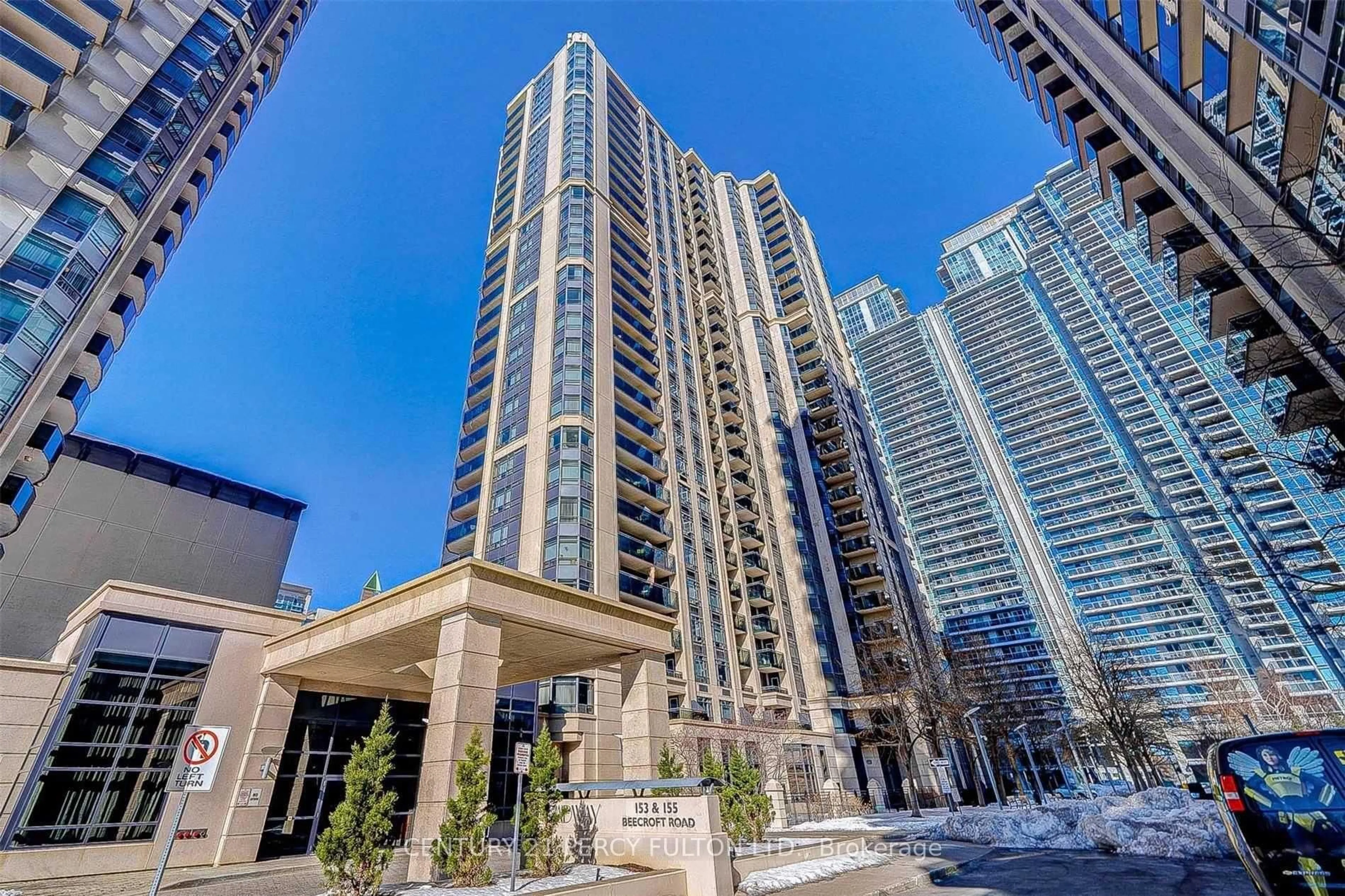 Patio, city buildings view from balcony for 155 Beecroft Rd #1716, Toronto Ontario M2N 7C6