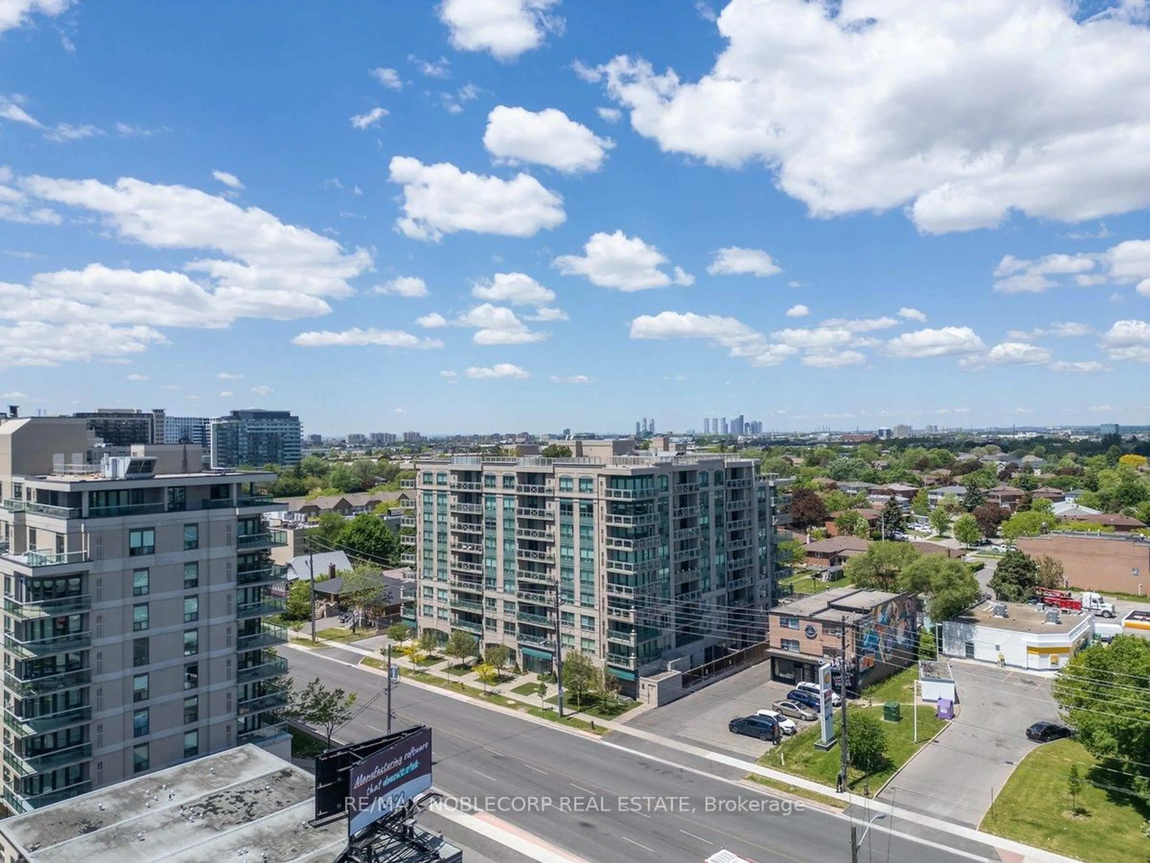 A pic from outside/outdoor area/front of a property/back of a property/a pic from drone, city buildings view from balcony for 920 Sheppard Ave #508, Toronto Ontario M3H 0A2