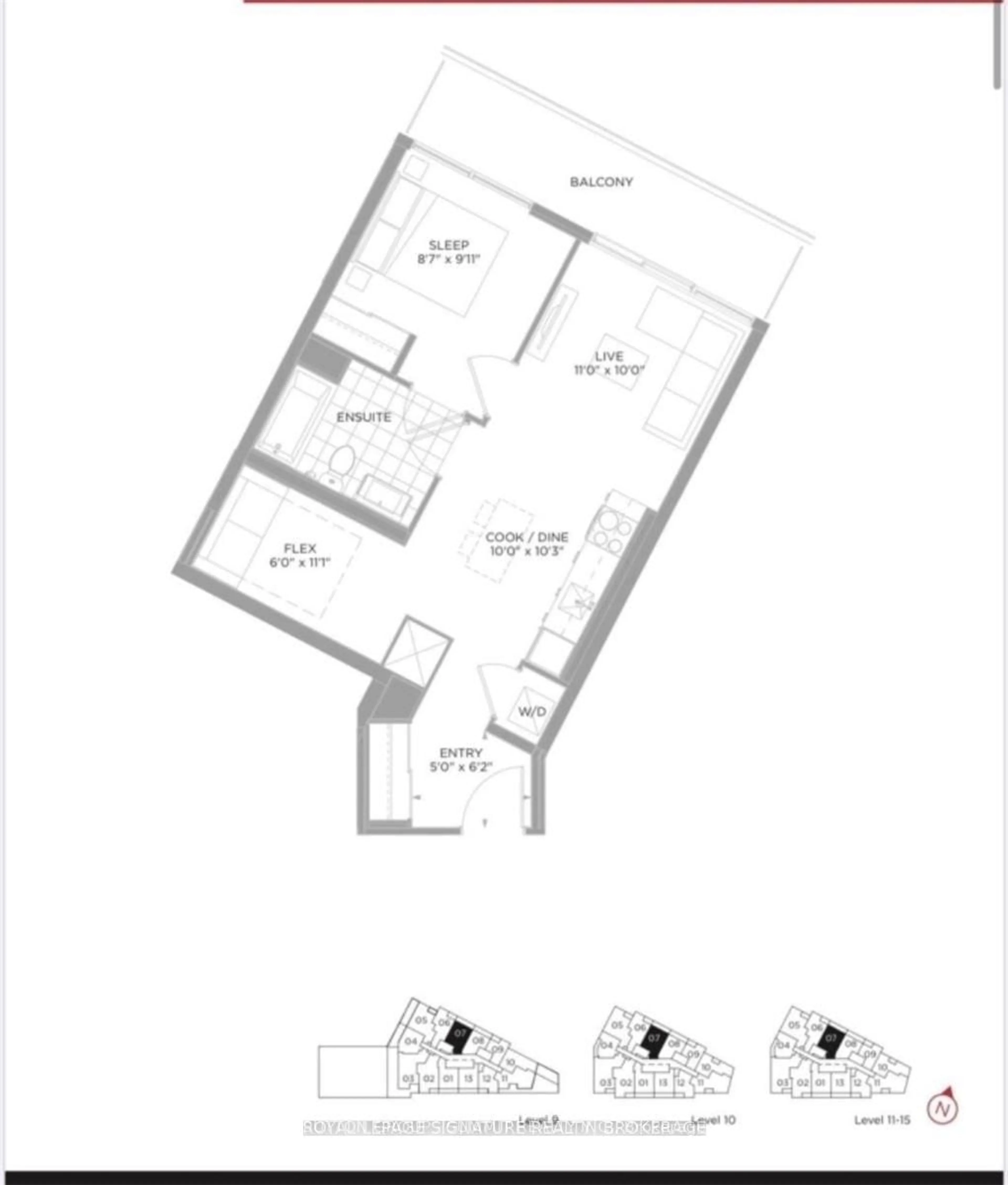 Floor plan for 135 Liberty St #1507, Toronto Ontario M6K 0G7