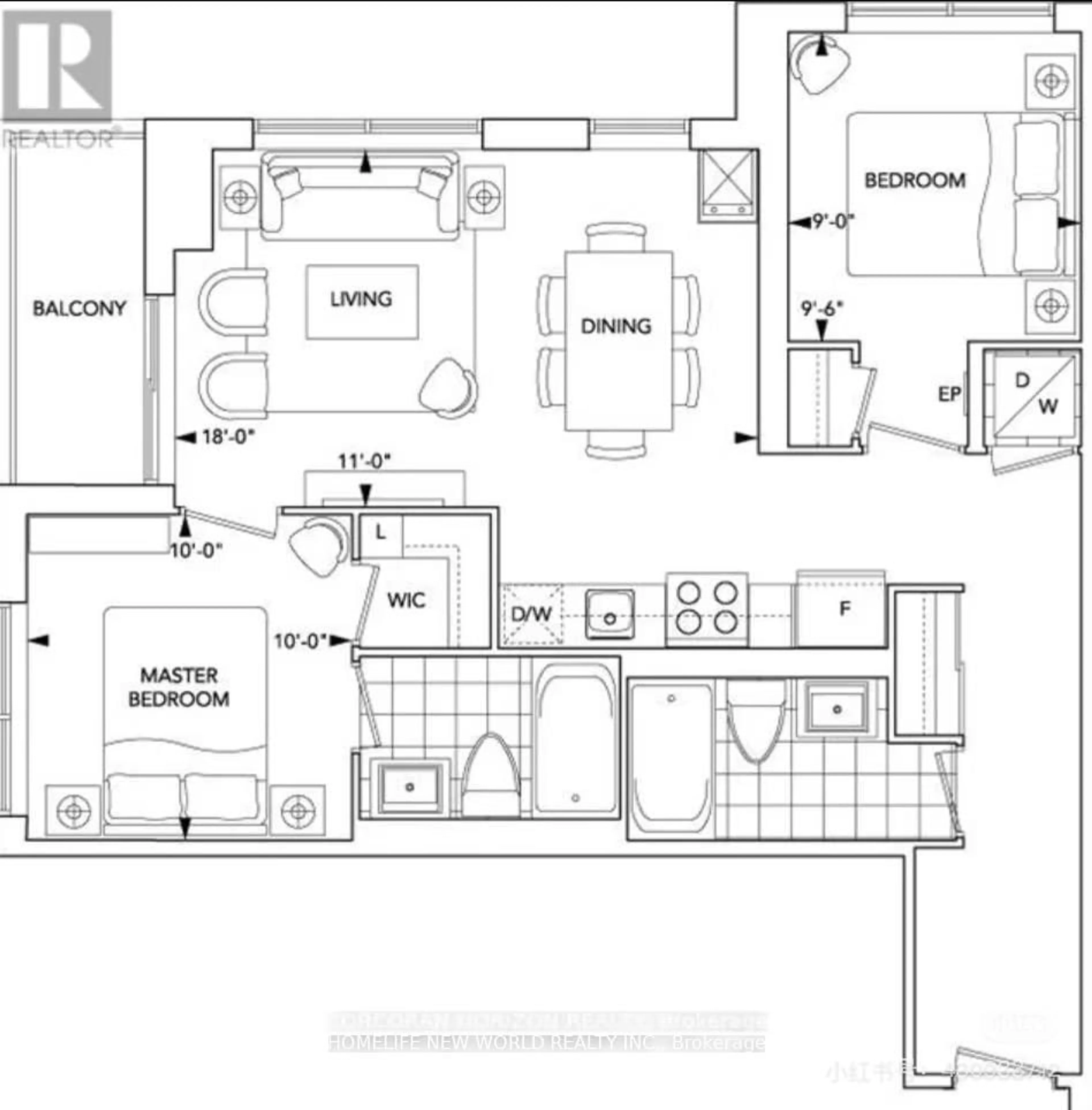 Floor plan for 18 Graydon Hall Dr #809, Toronto Ontario M3A 0A4