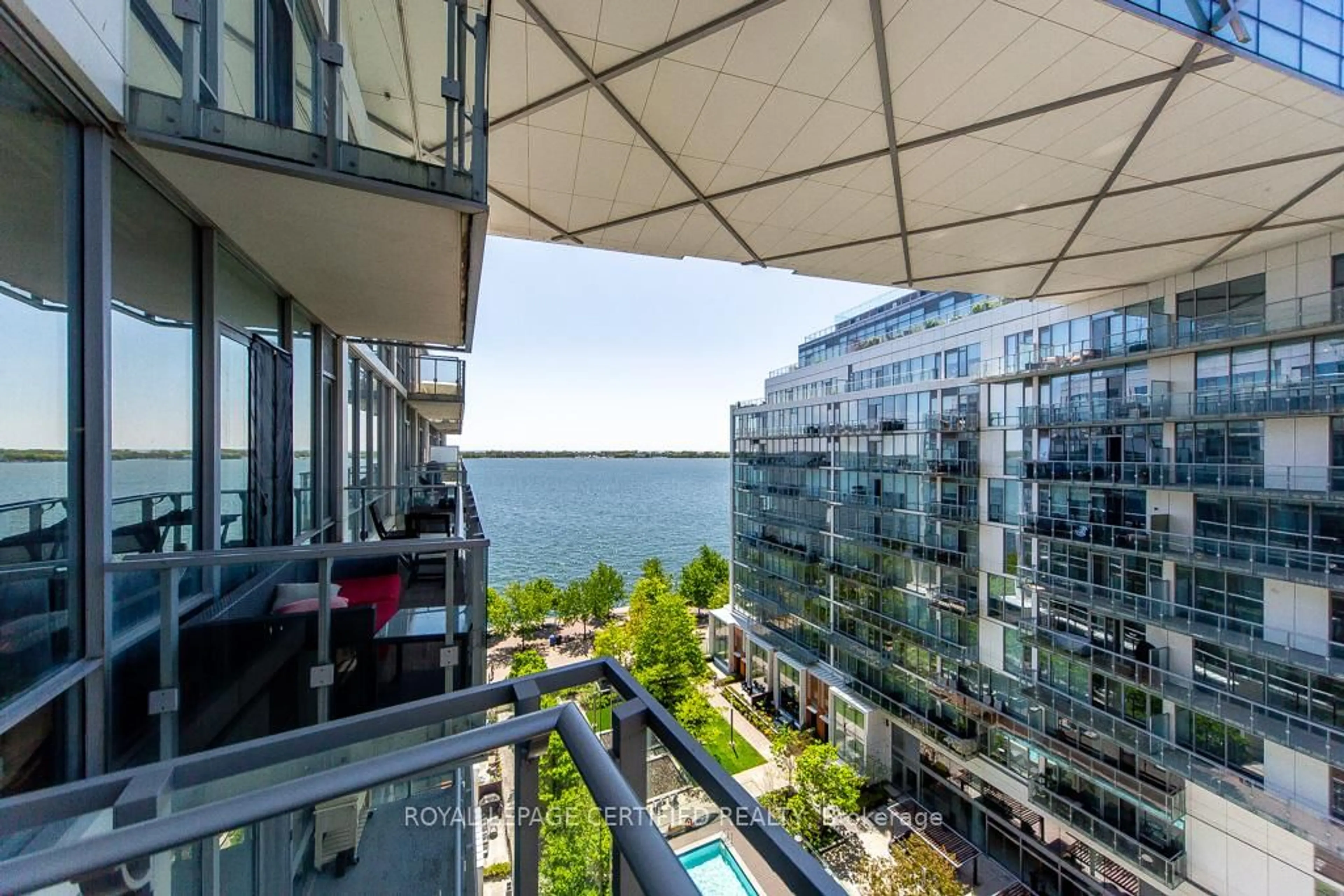 Balcony in the apartment, water/lake/river/ocean view for 29 Queens Quay St #928, Toronto Ontario M5E 0A5