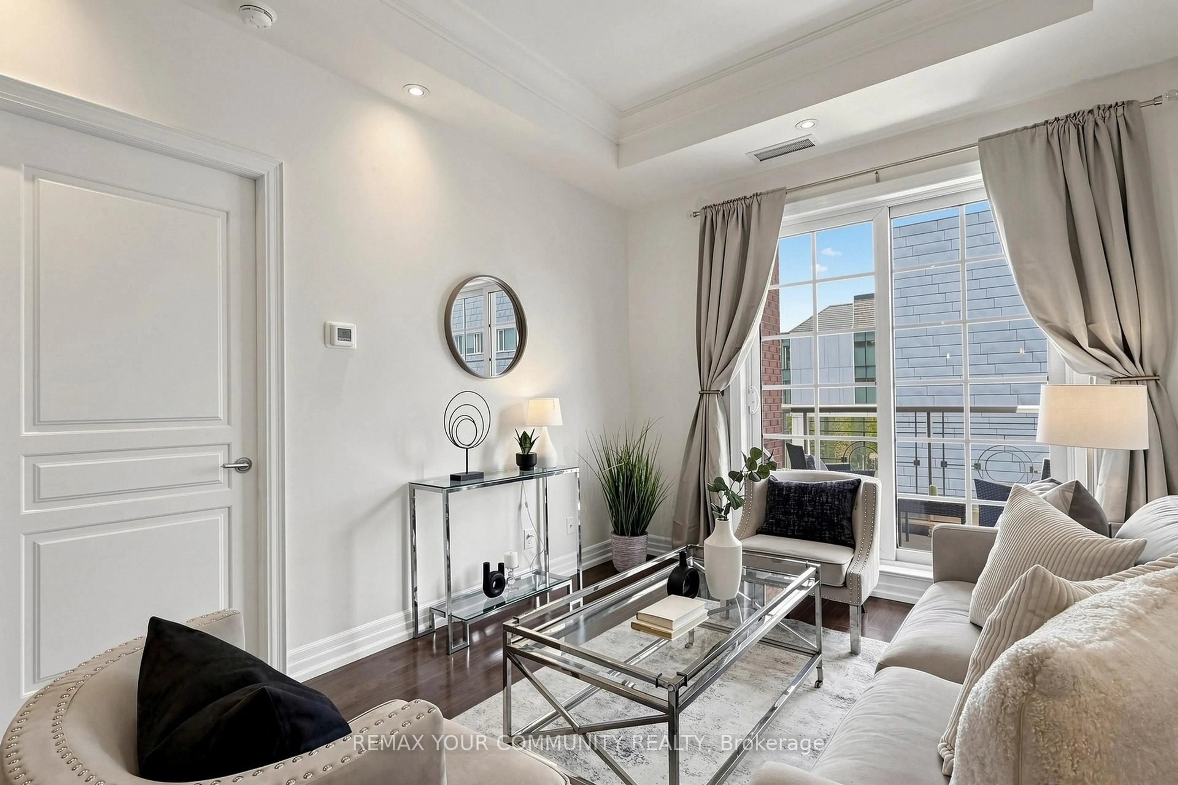 Living room with furniture, unknown for 21 Burkebrook Pl #312, Toronto Ontario M4G 0A2