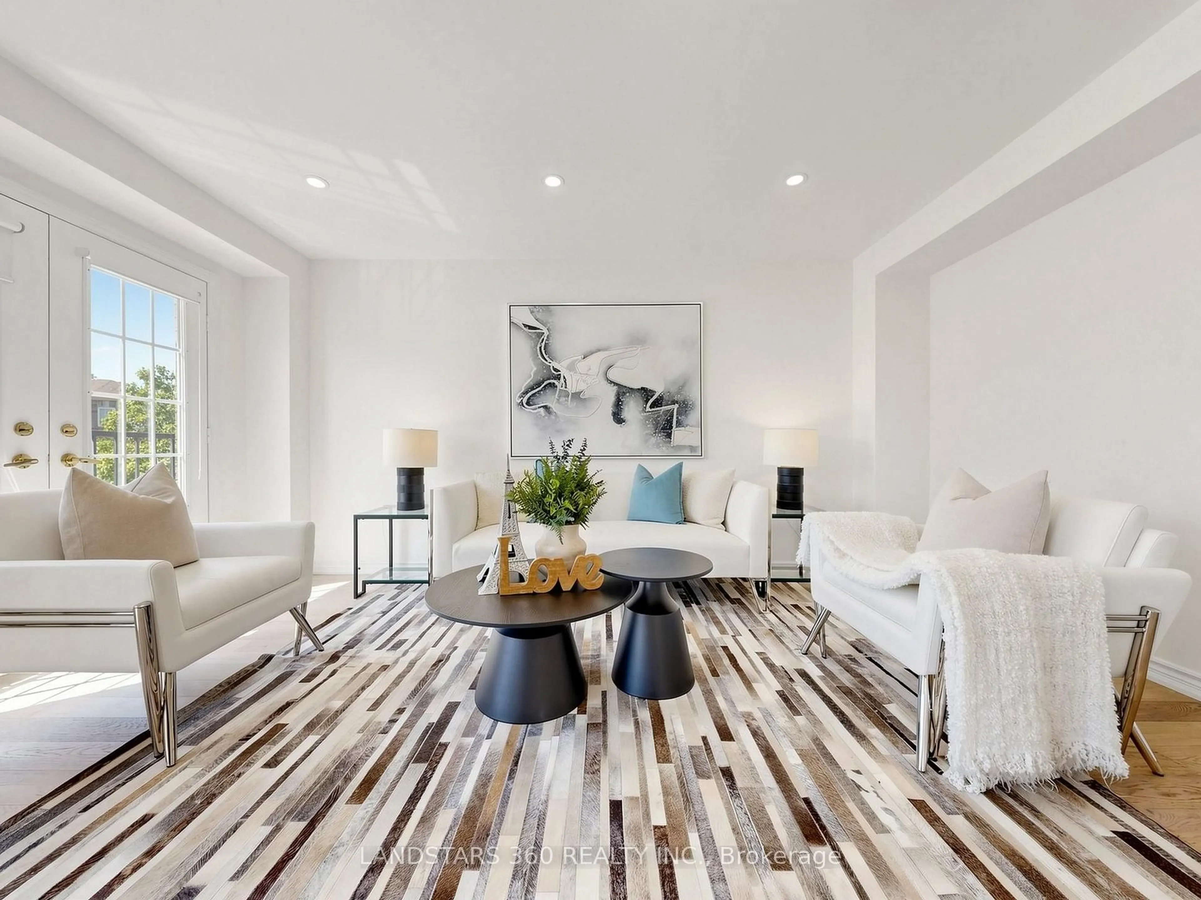 Living room with furniture, wood/laminate floor for 8 Wilket Creek Rd, Toronto Ontario M3C 3Z9