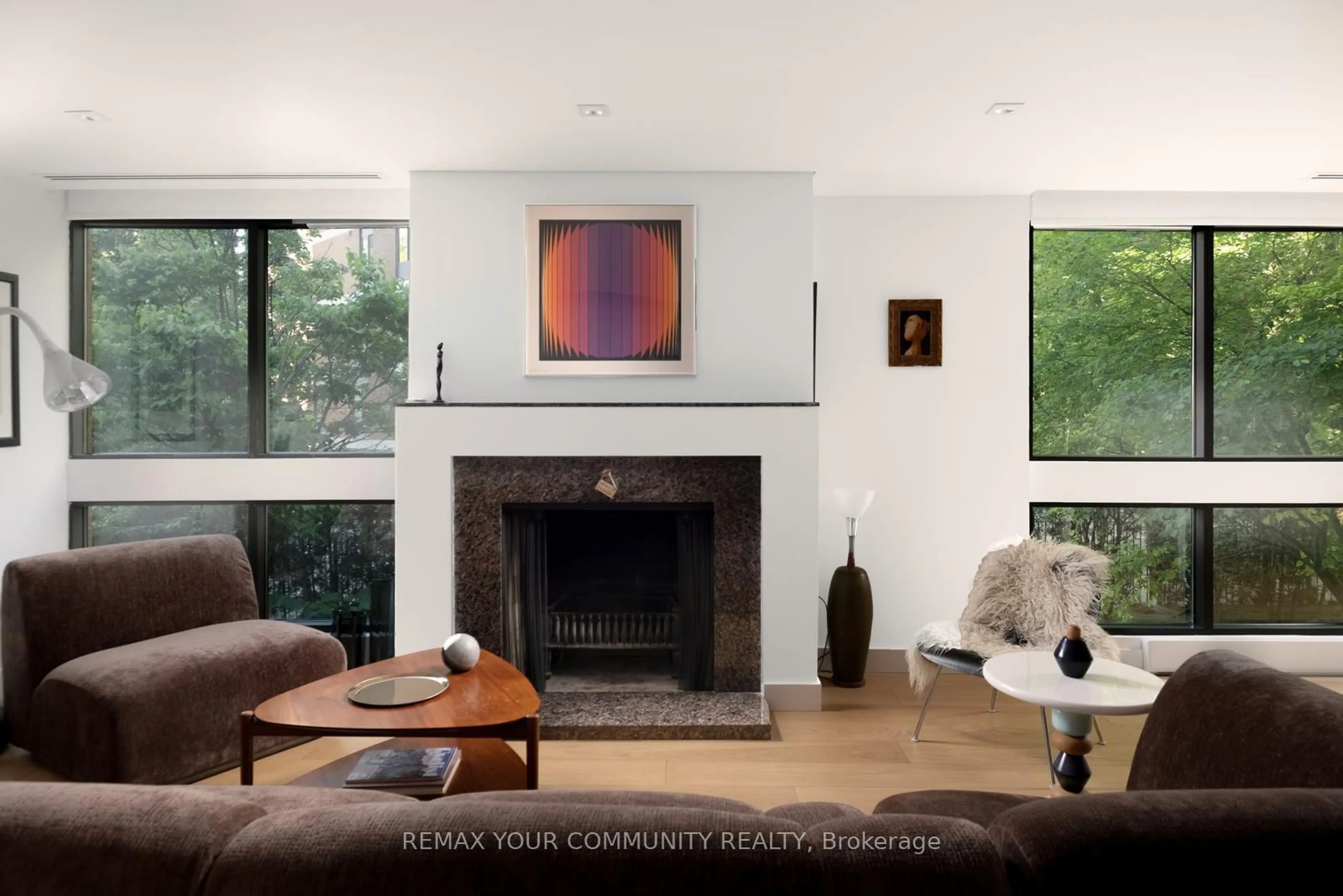 Living room with furniture, cement floor for 349 St Clair Ave #109, Toronto Ontario M5P 1N3
