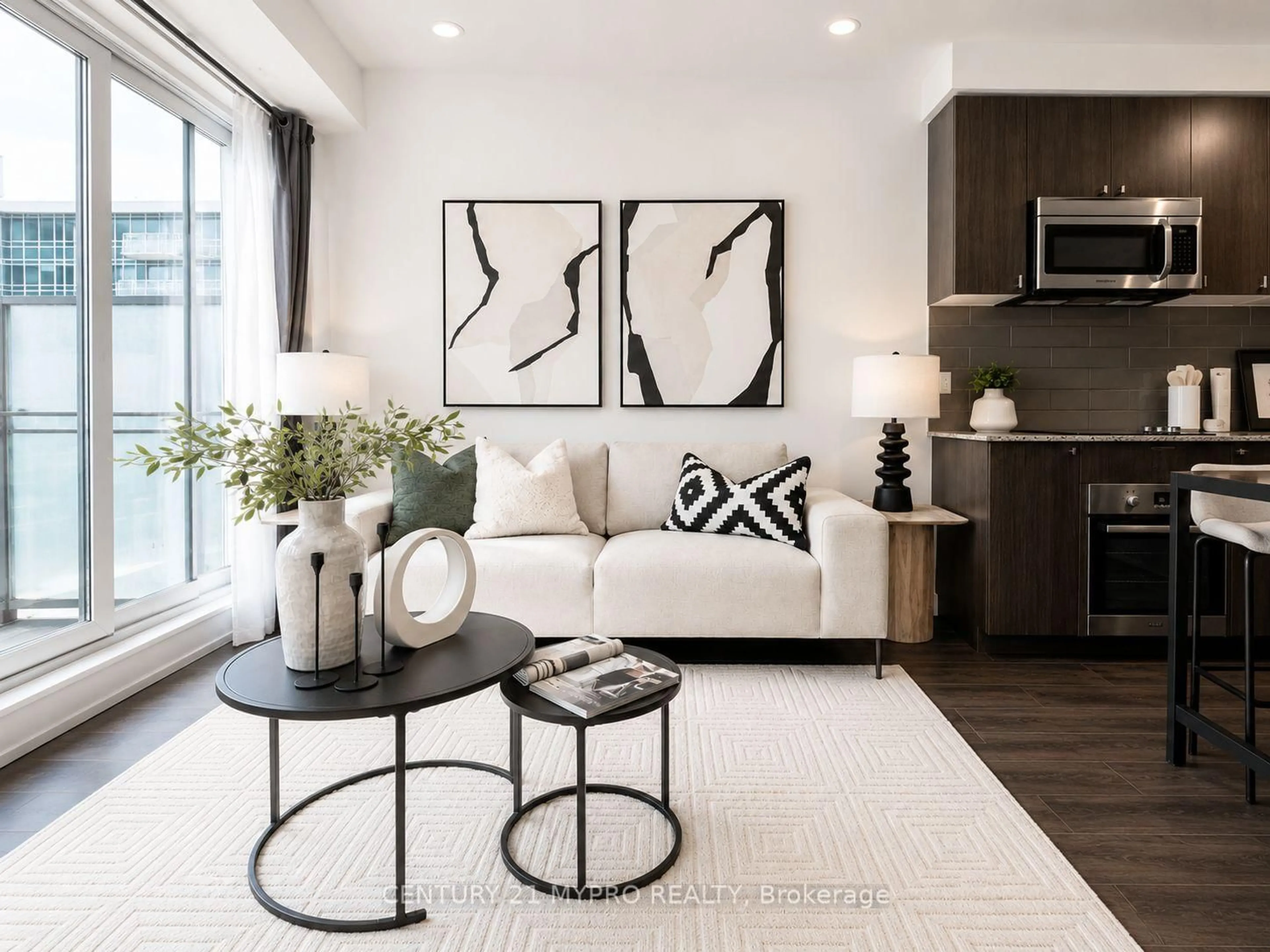 Living room with furniture, unknown for 18 Rean Dr #624, Toronto Ontario M2K 0C7