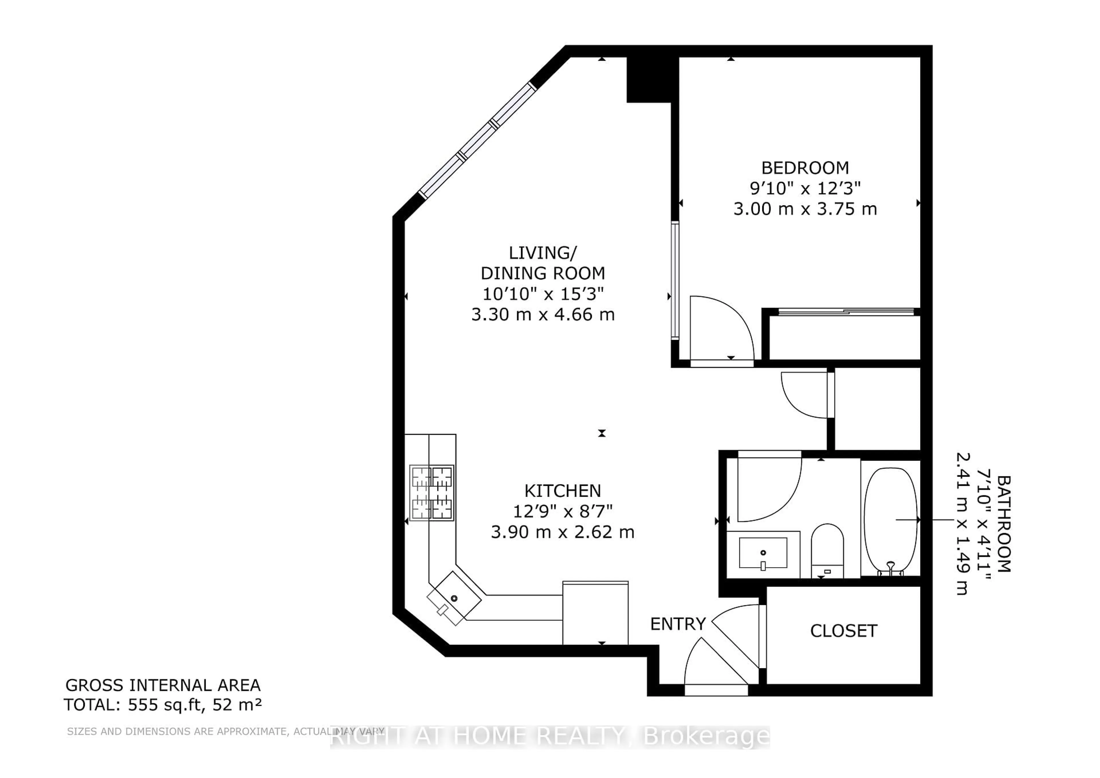 Floor plan for 560 Front St #1232, Toronto Ontario M5V 1C1