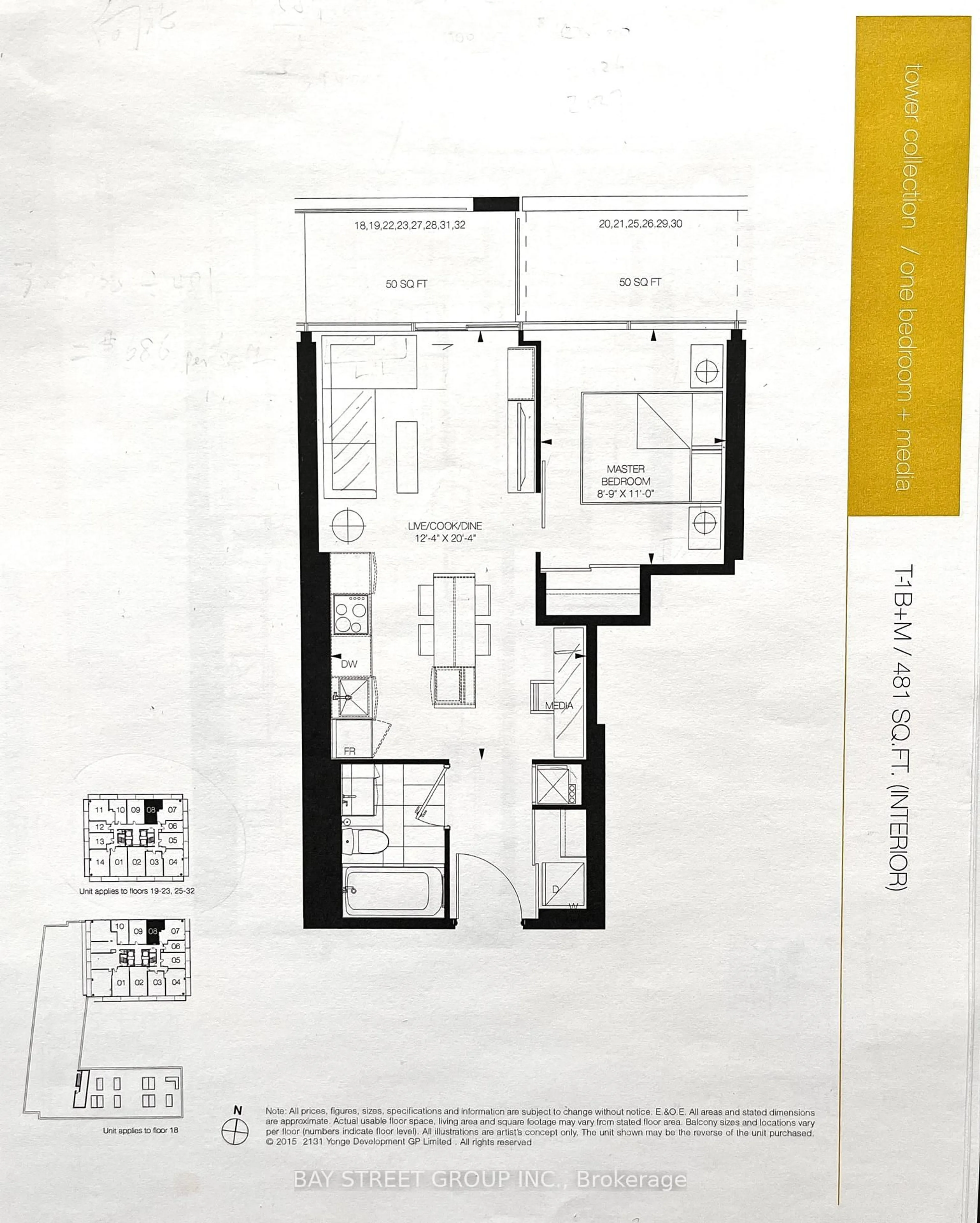 Floor plan for 5 Soudan Ave #1908, Toronto Ontario M4S 0B1