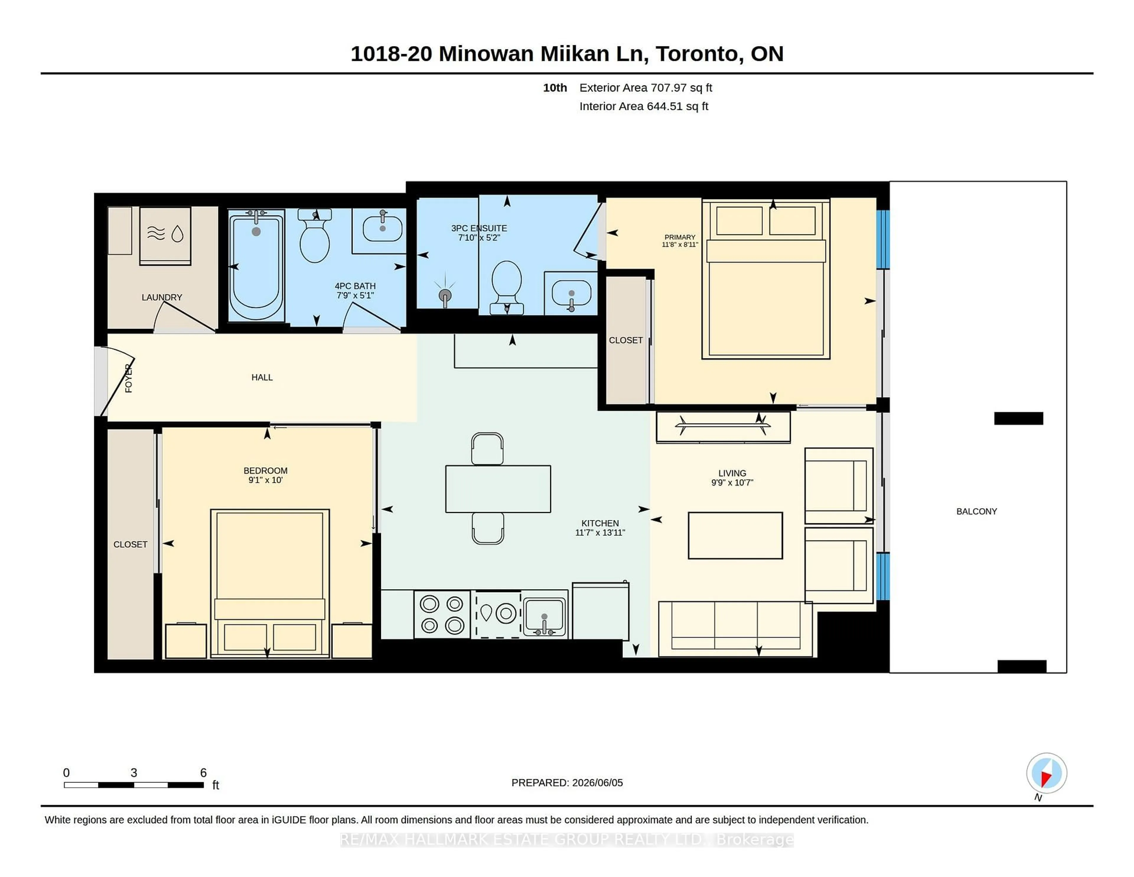 Floor plan for 20 Minowan Miikan Lane #1018, Toronto Ontario M6J 0E5