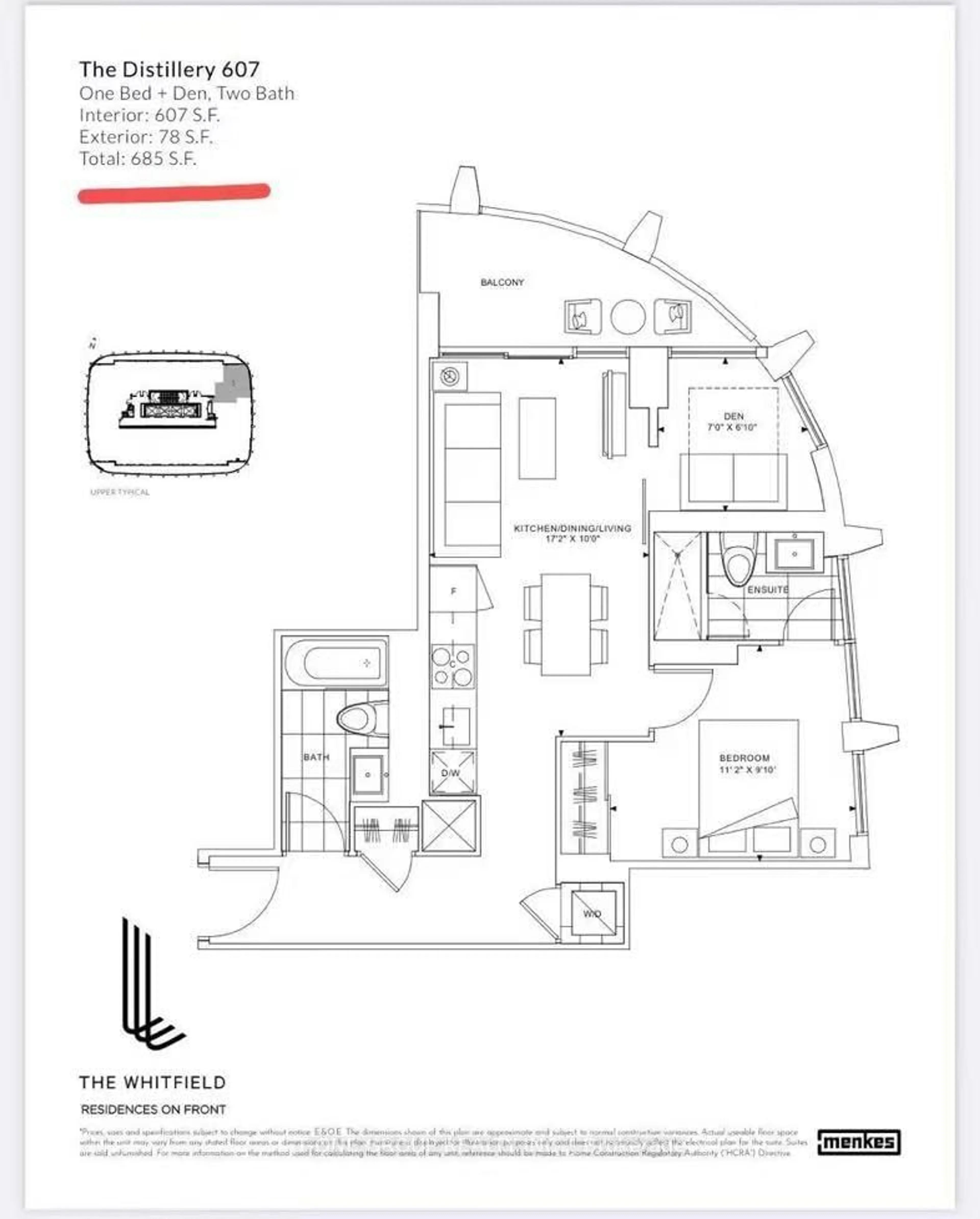Floor plan for 180 Front St #2603, Toronto Ontario M5A 0A9