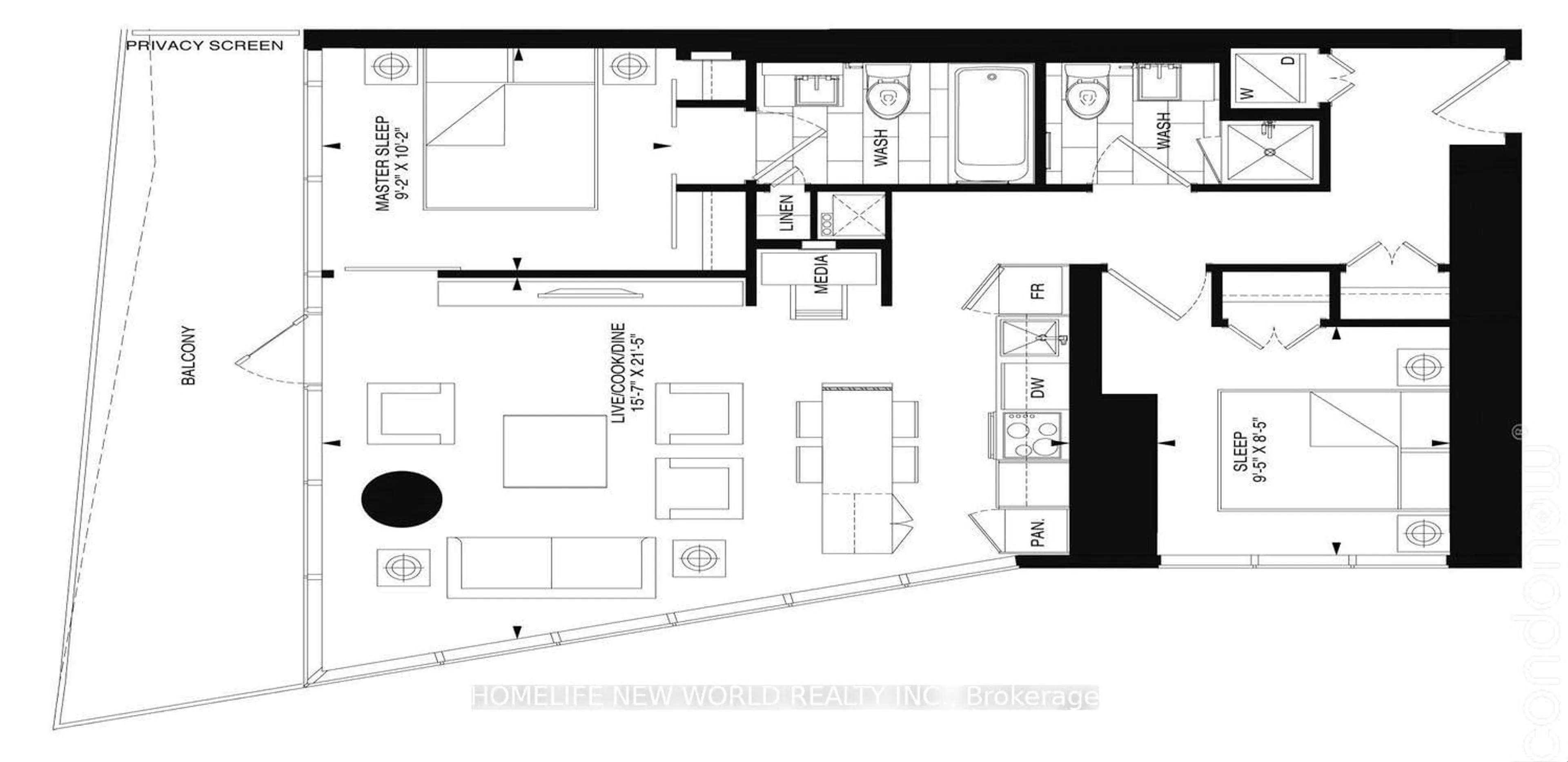 Floor plan for 197 Yonge St #197, Toronto Ontario M5B 0C1