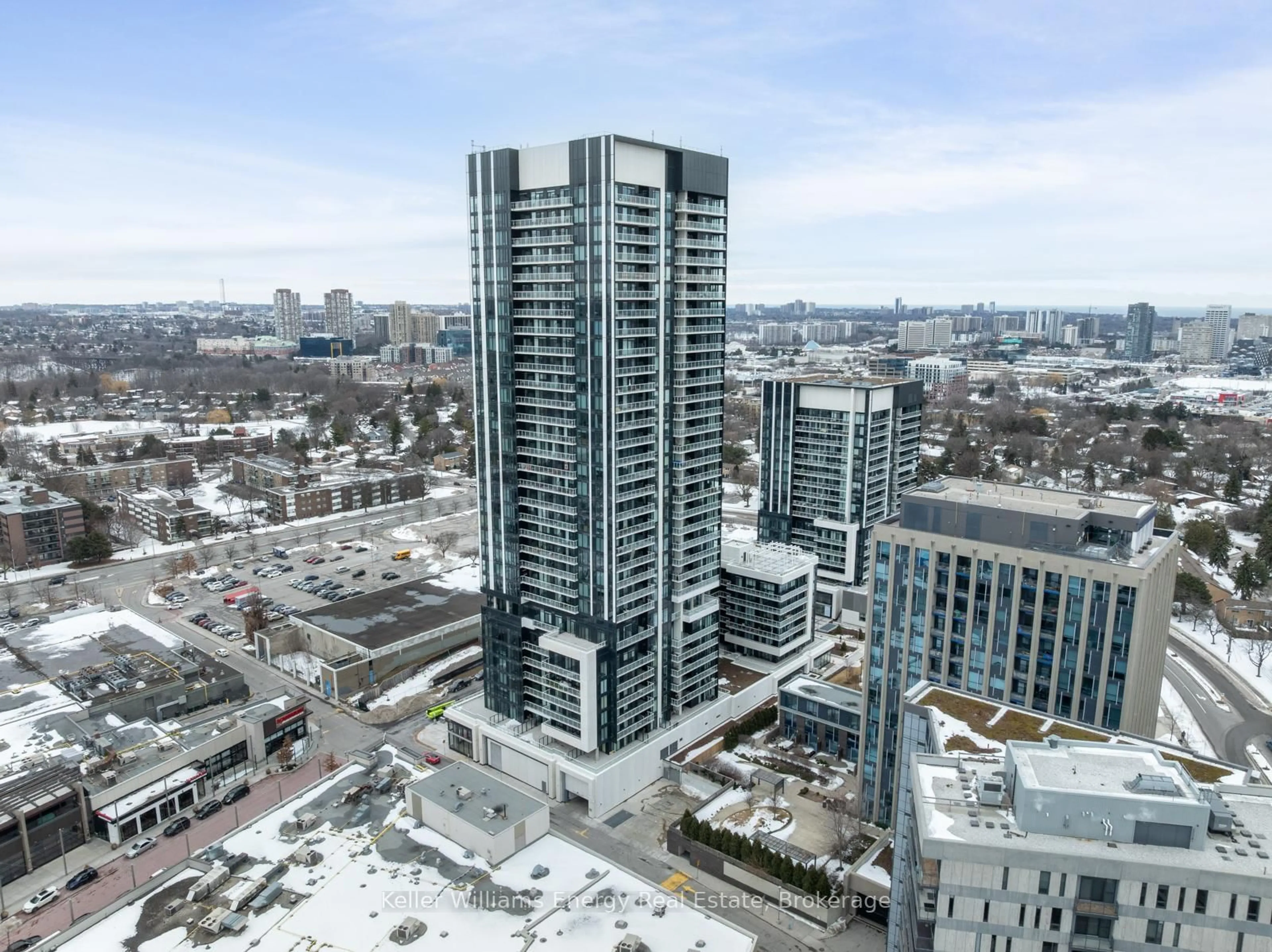 A pic from outside/outdoor area/front of a property/back of a property/a pic from drone, city buildings view from balcony for 50 O'Neill Rd #1208, Toronto Ontario M3C 0R2