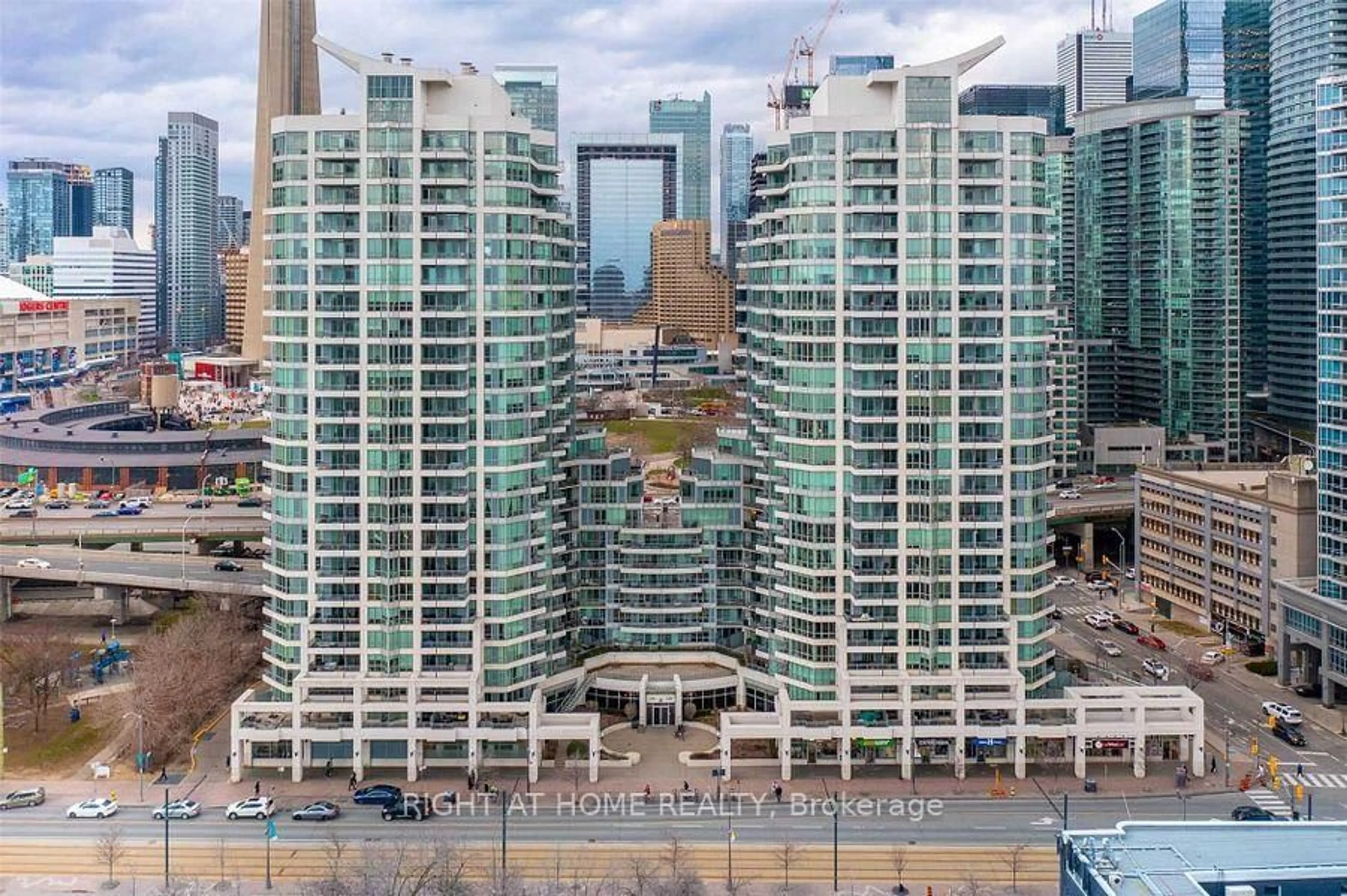 A pic from outside/outdoor area/front of a property/back of a property/a pic from drone, city buildings view from balcony for 228 Queens Quay #2801 (Ph 1), Toronto Ontario M5J 1B5