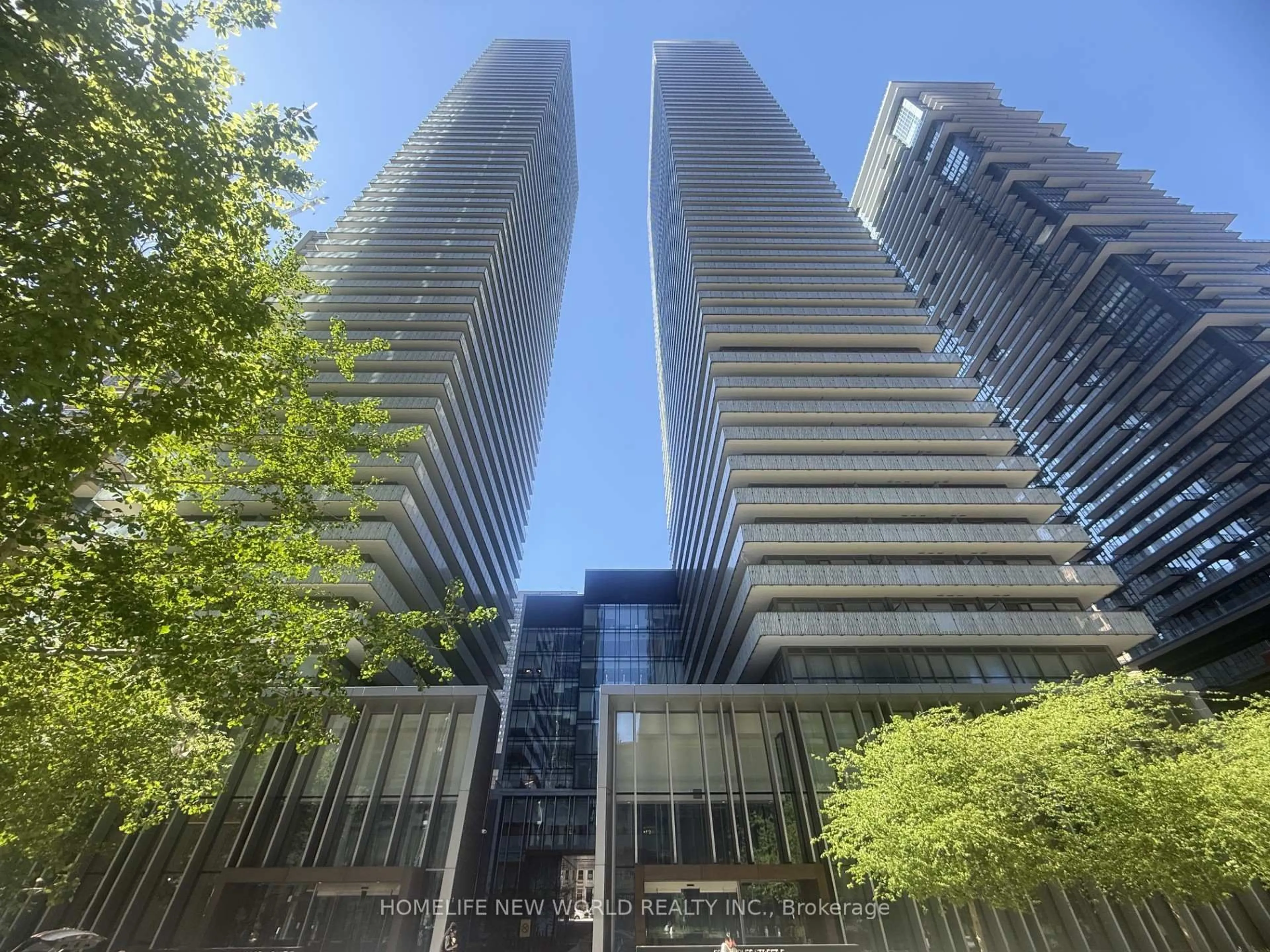 A pic from outside/outdoor area/front of a property/back of a property/a pic from drone, city buildings view from balcony for 50 Charles St #4506, Toronto Ontario M4Y 0C3