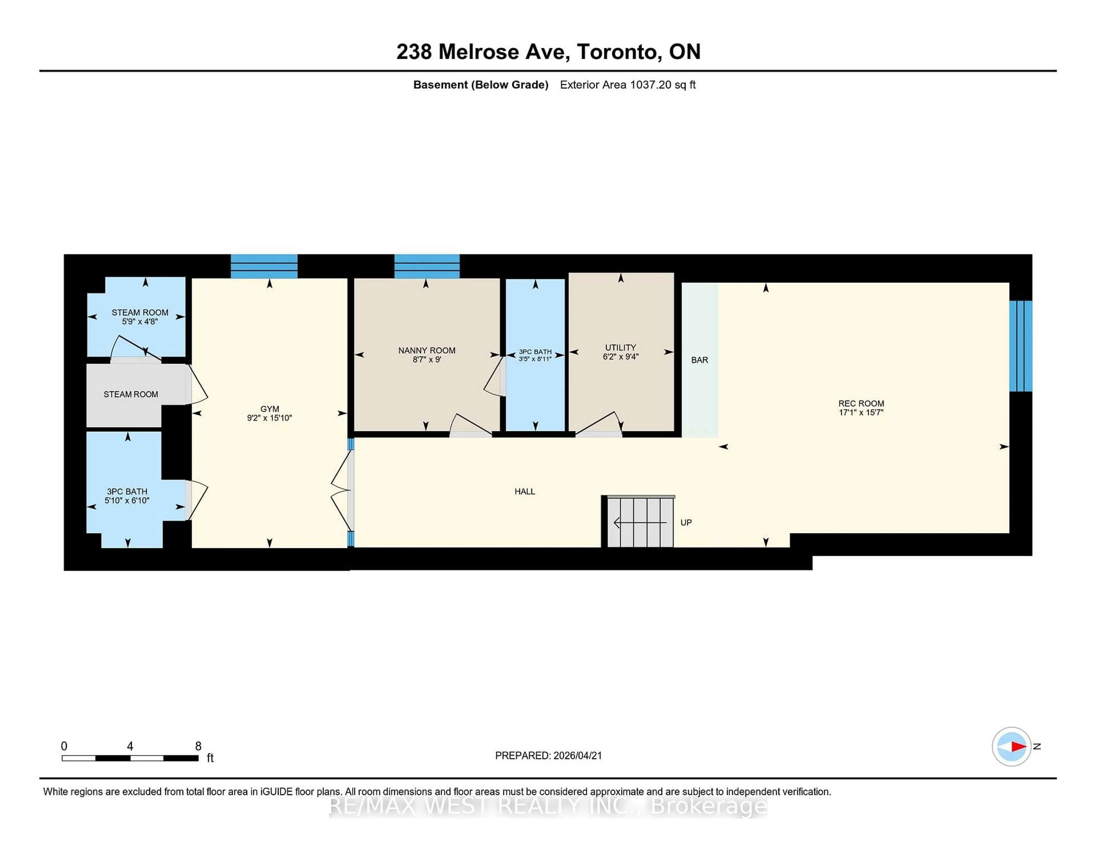 Floor plan for 238 Melrose Ave, Toronto Ontario M5M 1Z1