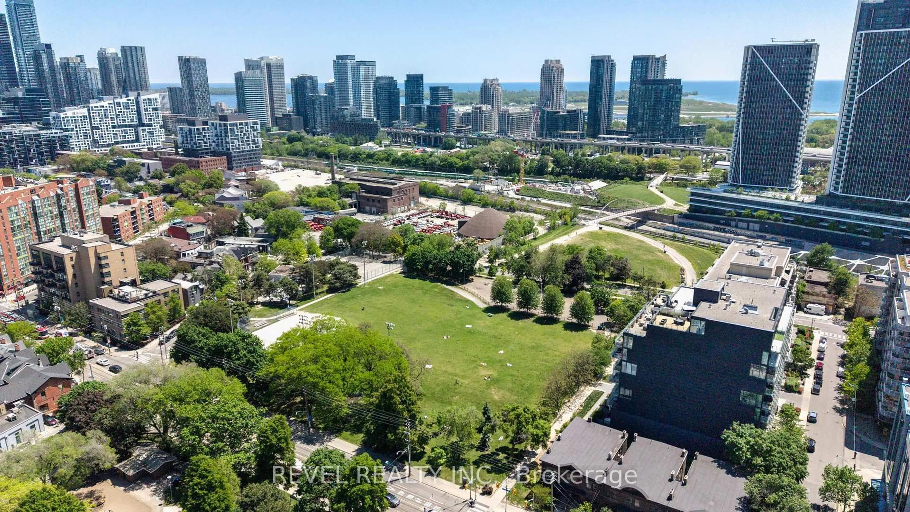 A pic from outside/outdoor area/front of a property/back of a property/a pic from drone, city buildings view from balcony for 18 Stafford St #1010, Toronto Ontario M5V 3W4