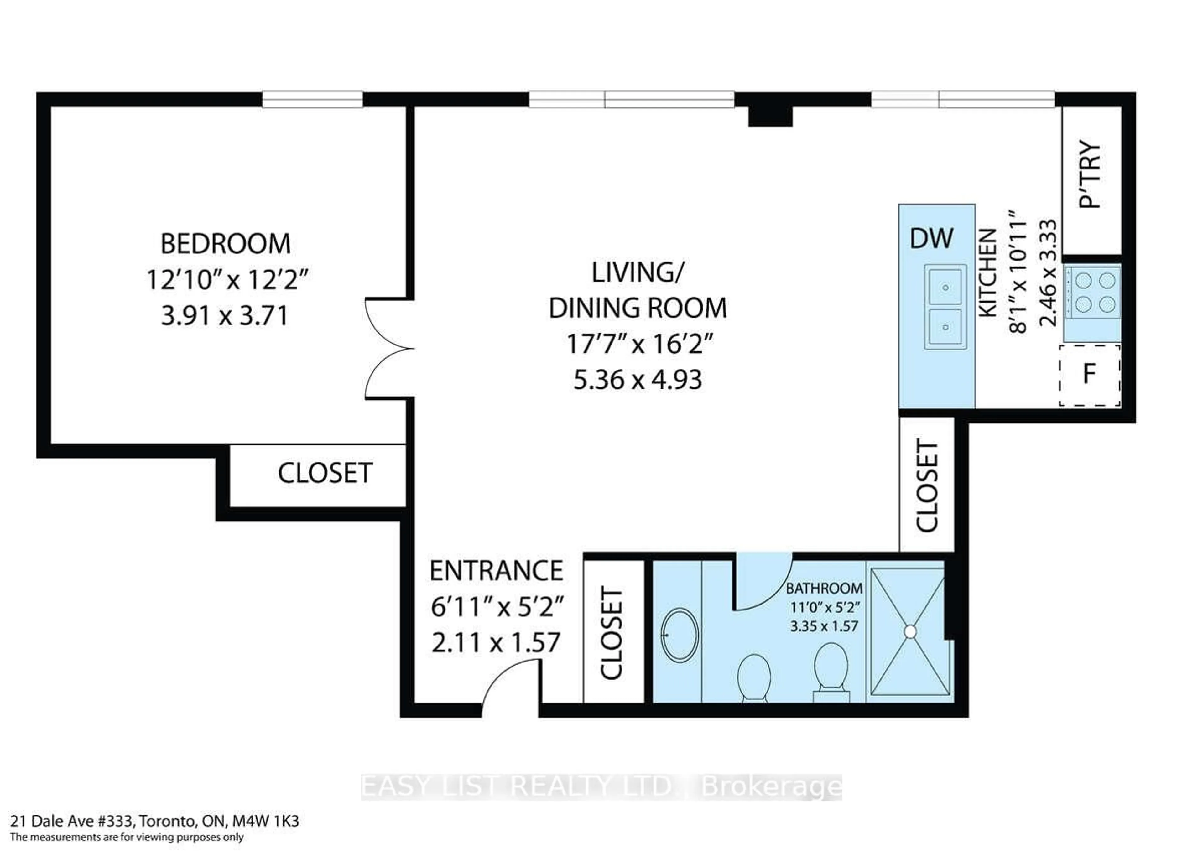 Floor plan for 21 Dale Ave #333, Toronto Ontario M4W 1K3