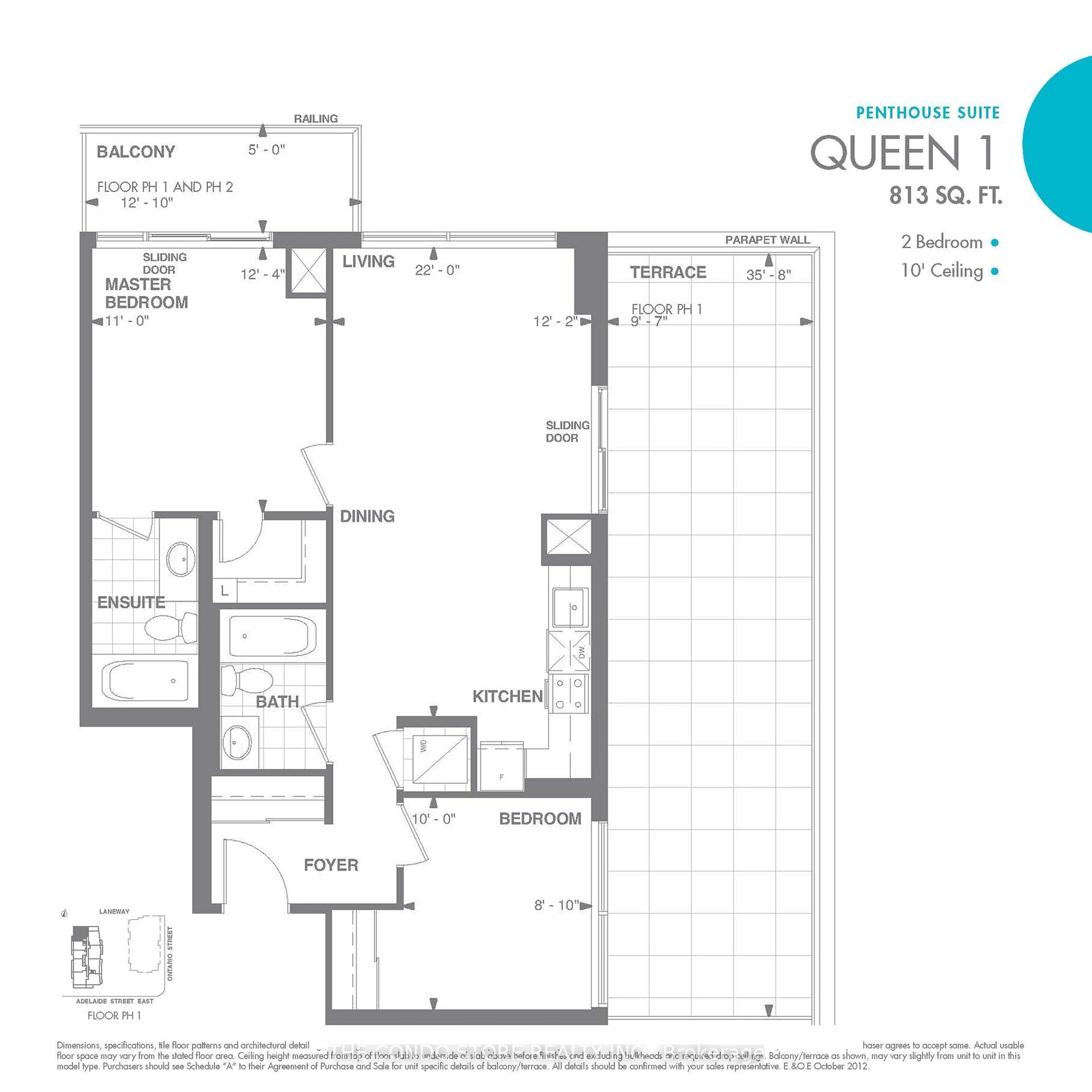 Floor plan for 460 Adelaide St #Ph103, Toronto Ontario M5A 0E7