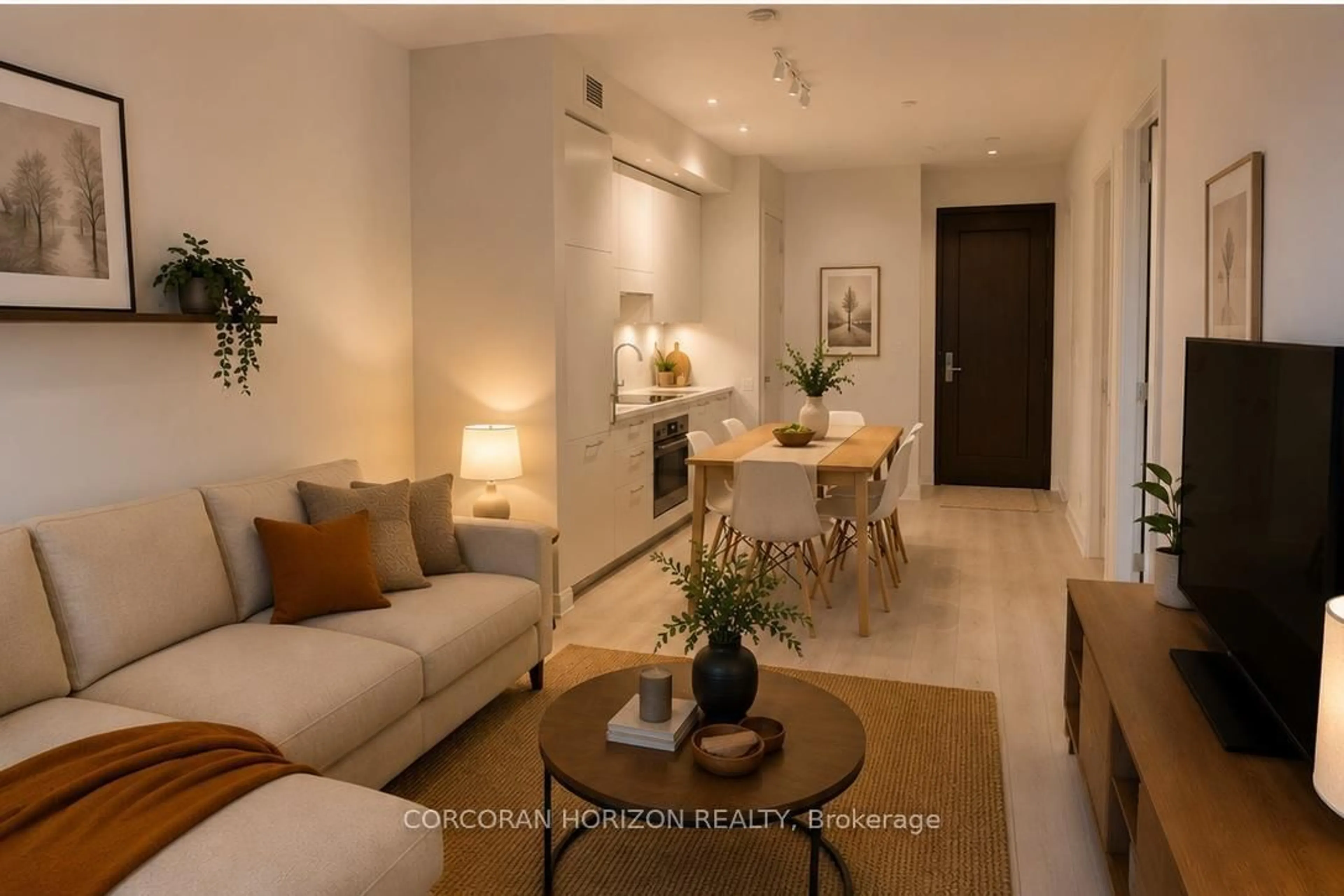 Living room with furniture, unknown for 33 Frederick Todd Way #216, Toronto Ontario M4G 0C9