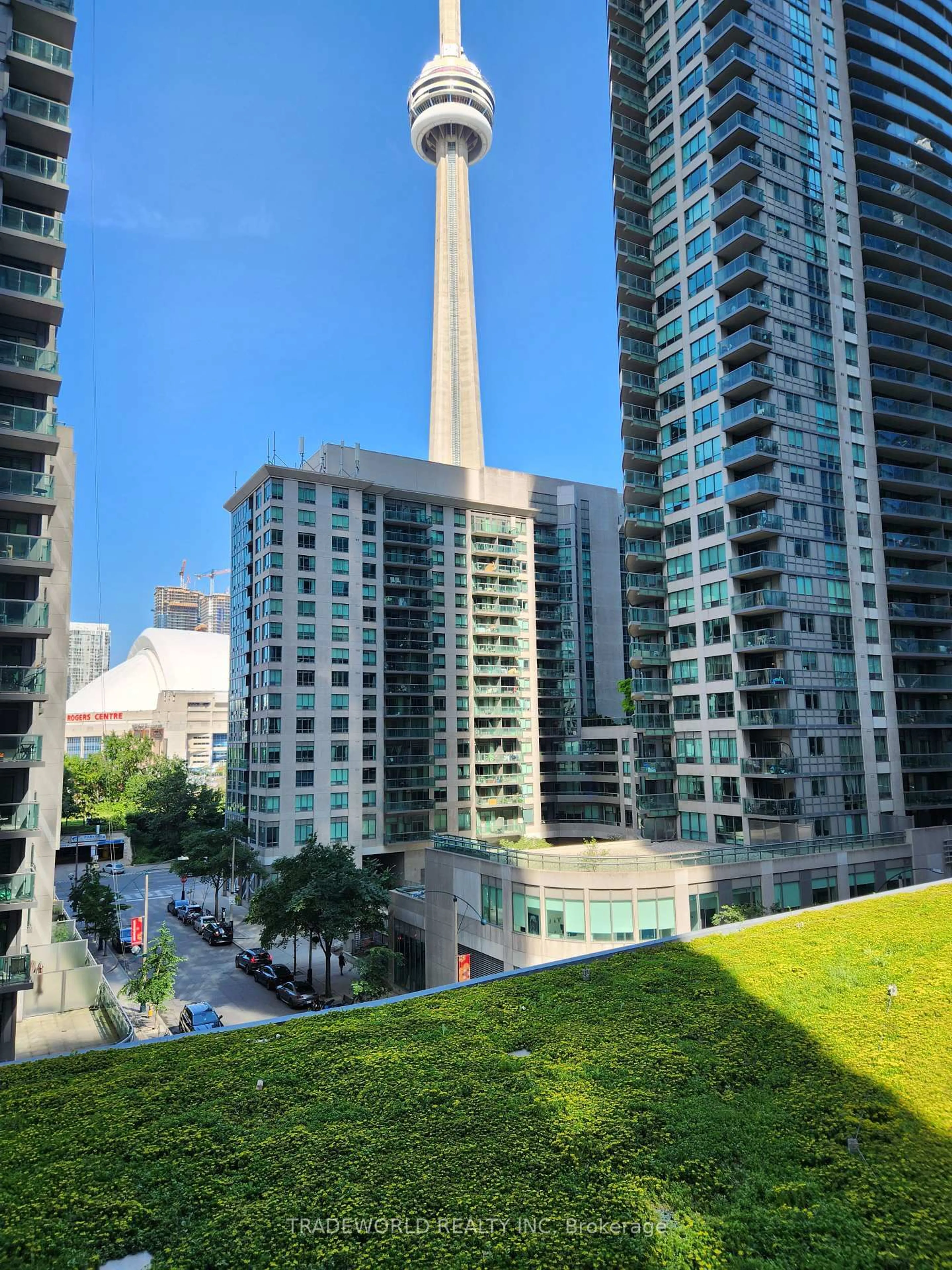 A pic from outside/outdoor area/front of a property/back of a property/a pic from drone, city buildings view from balcony for 12 York St #308, Toronto Ontario M5J 0A9