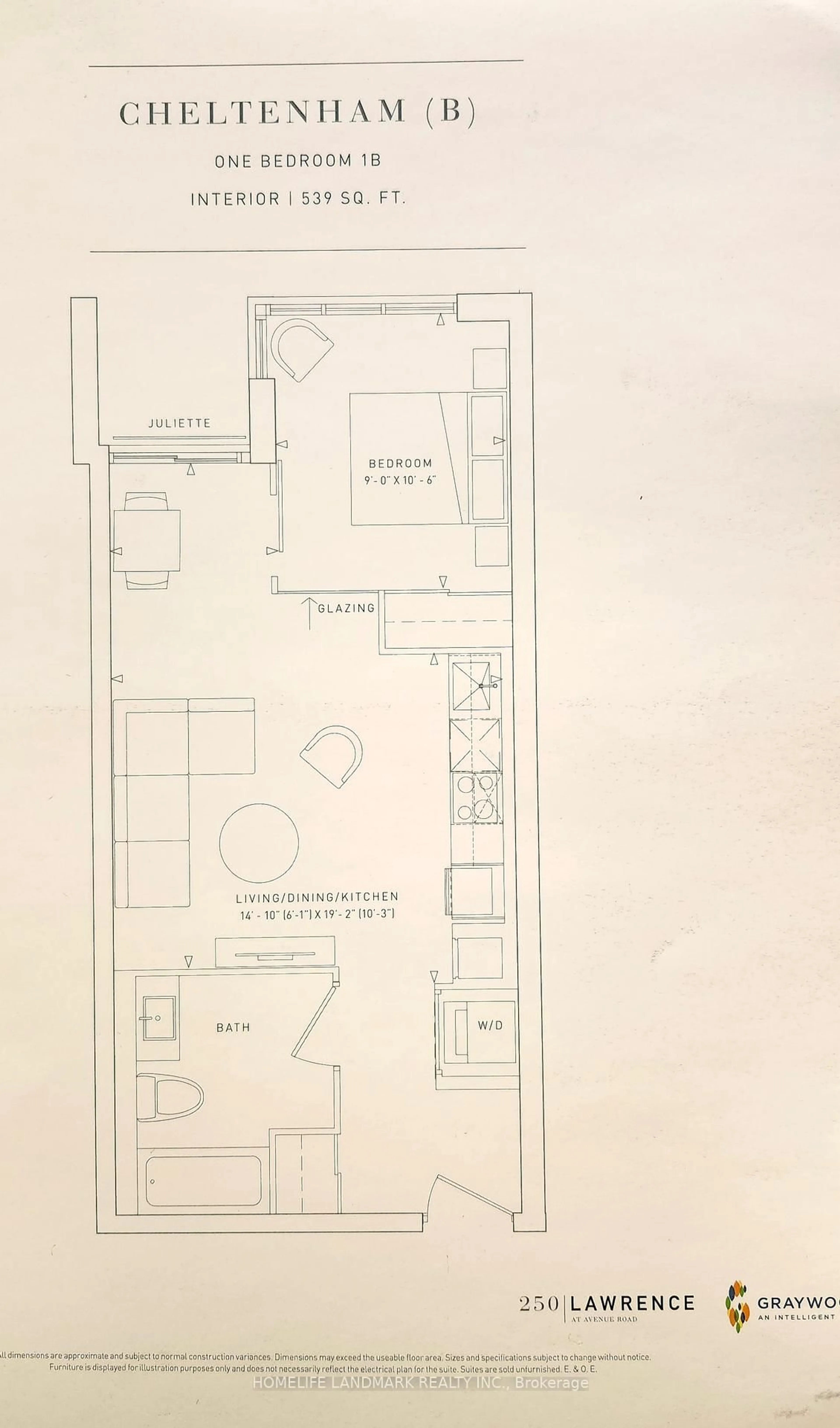 Floor plan for 250 Lawrence Ave #310, Toronto Ontario M5M 1B2