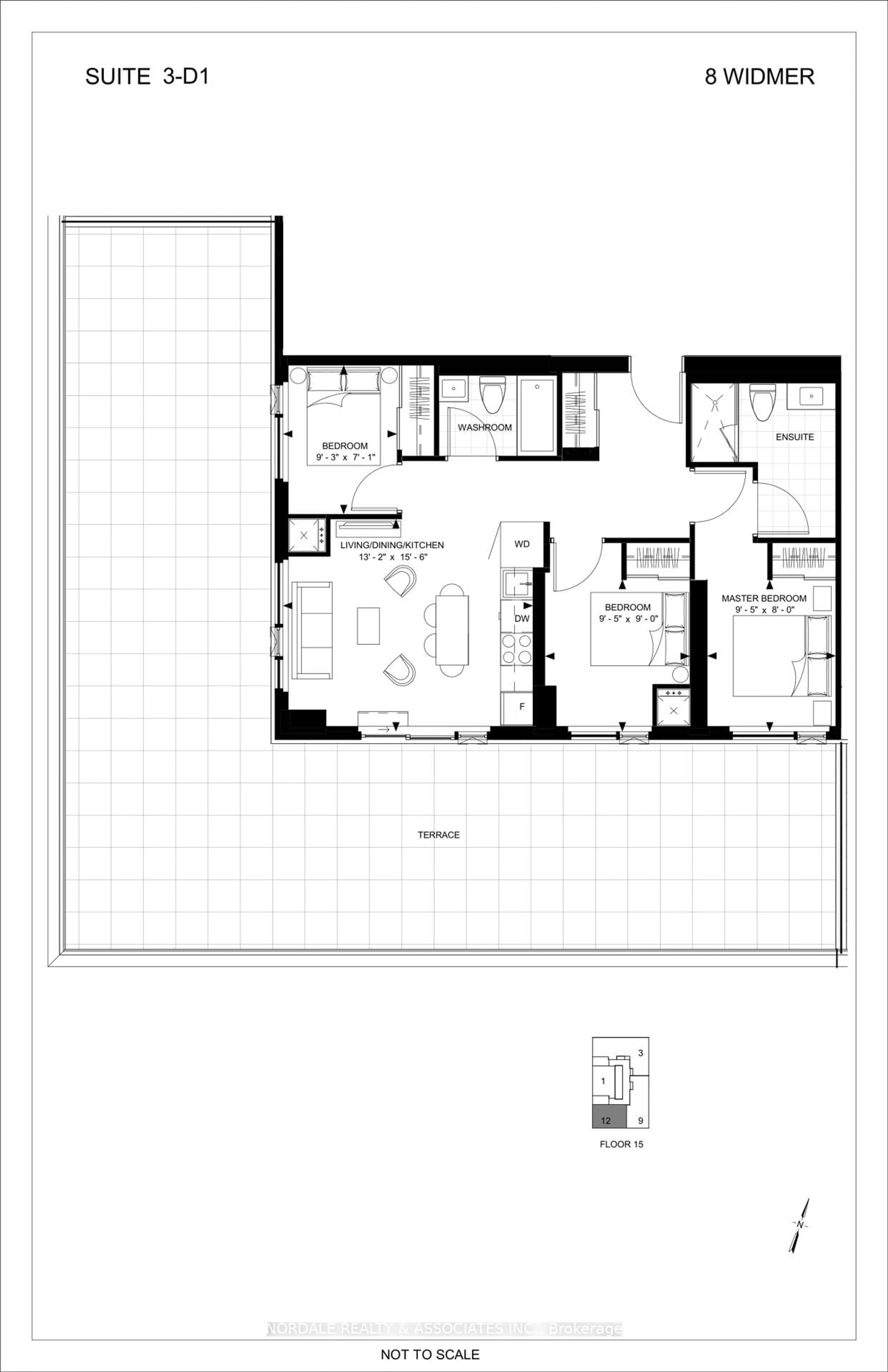 Floor plan for 8 Widmer St #1512, Toronto Ontario M5V 0W6