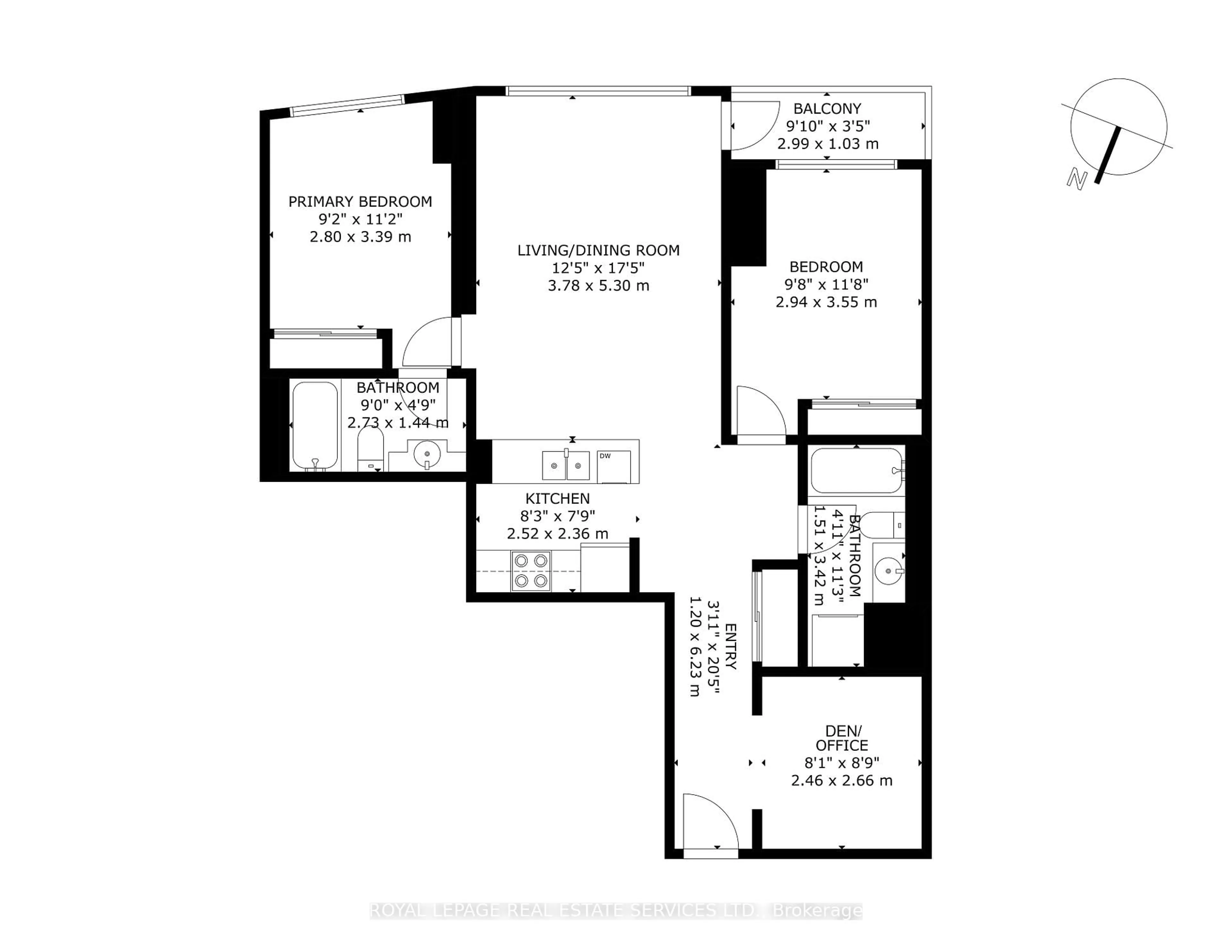 Floor plan for 397 Front St #911, Toronto Ontario M5V 3S1