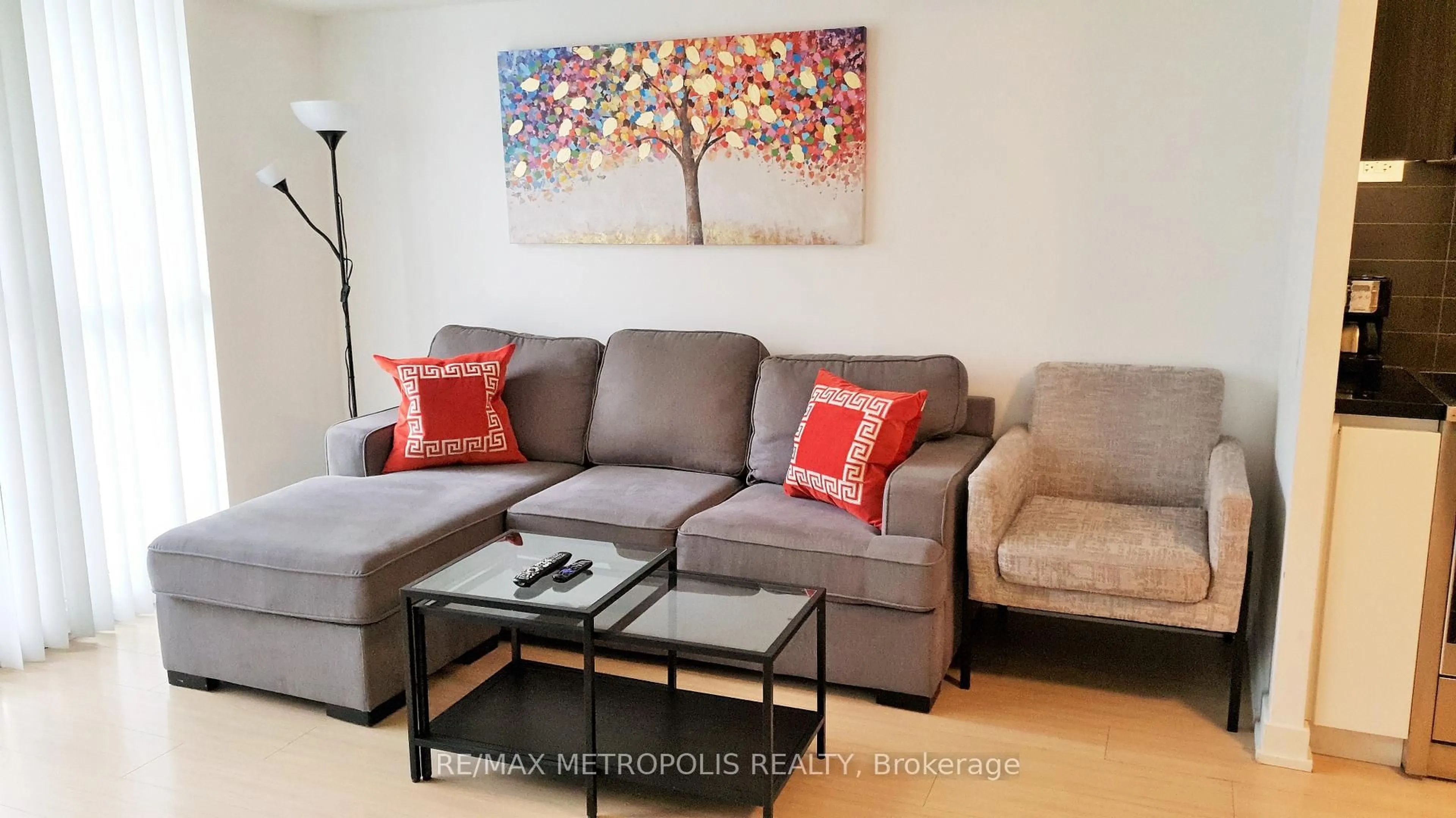 Living room with furniture, unknown for 85 Queens Wharf Rd #516, Toronto Ontario M5V 0J9